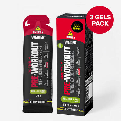 Pre-workout-gels cola limoen 3x70g