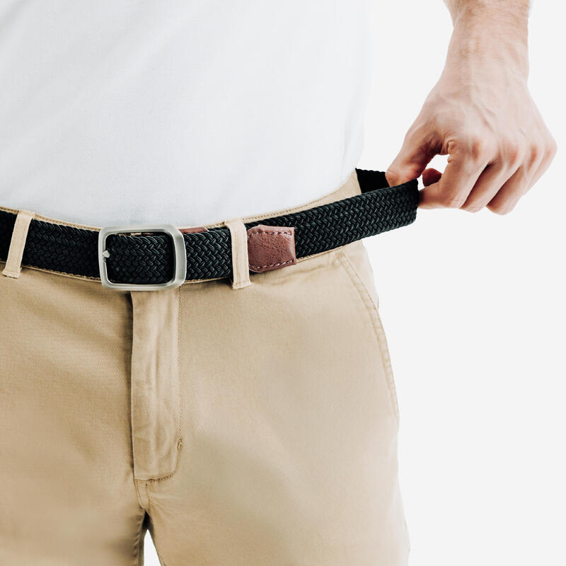 Curea de golf împletită elastică și extensibilă Negru