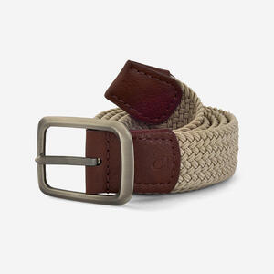 Cinturón golf trenzado, elástico y extensible, beige
