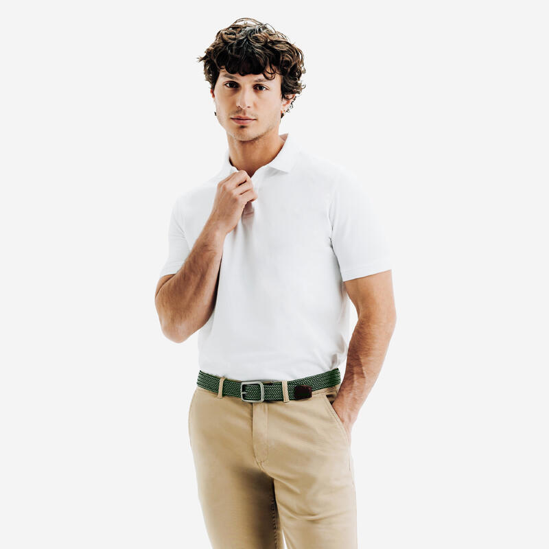 Curea de golf împletită elastică și extensibilă Negru și bej