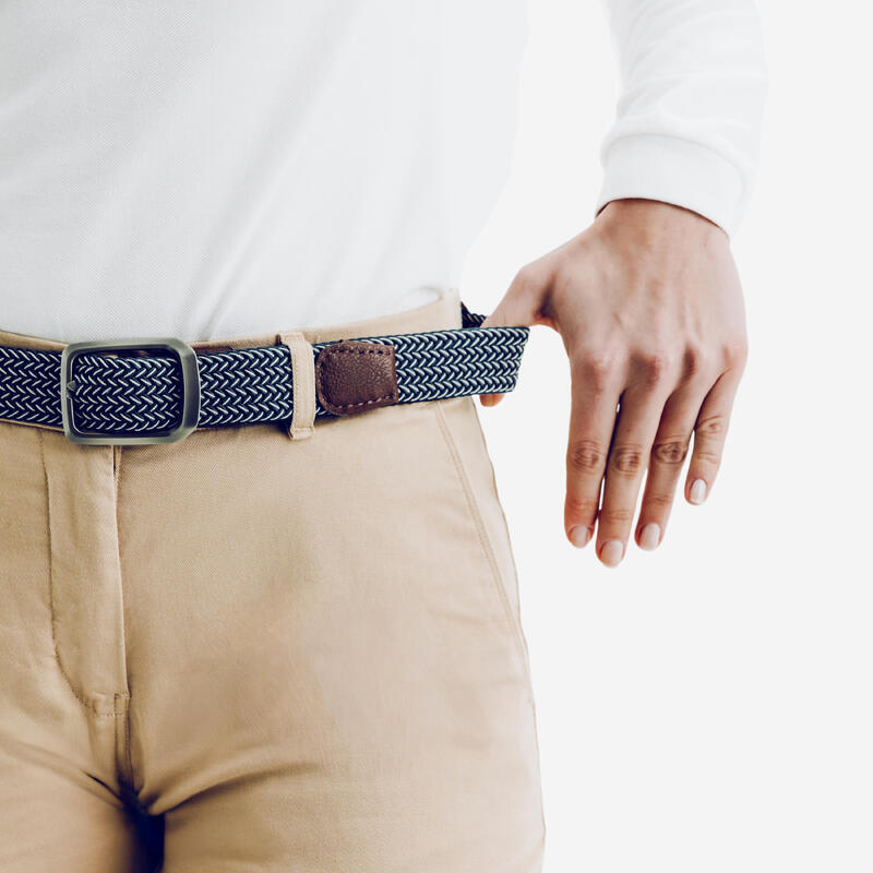 Curea de golf împletită elastică și extensibilă Albastru și bej