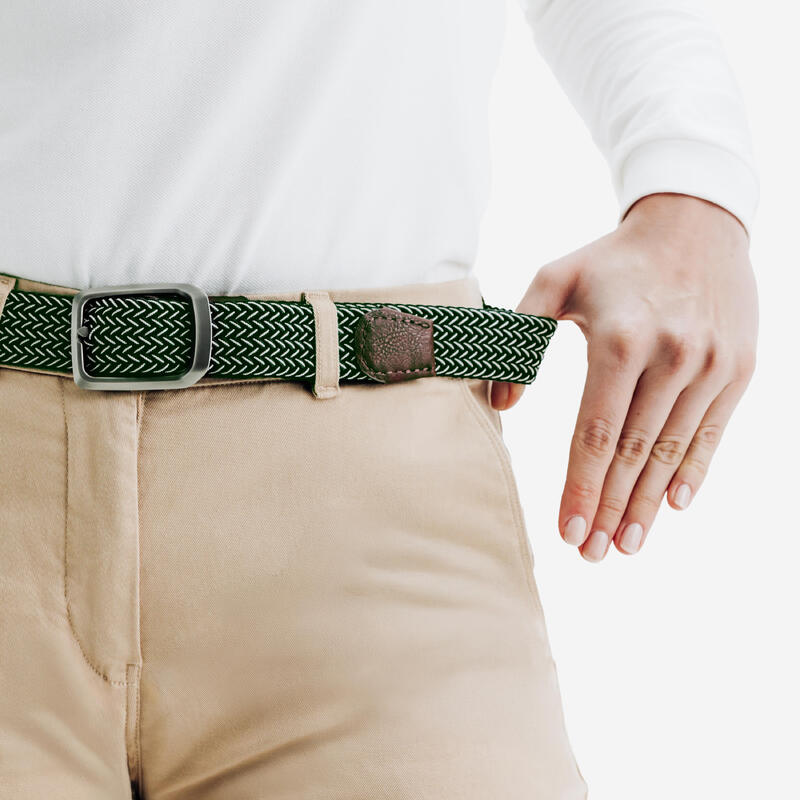 Curea de golf împletită elastică și extensibilă Negru și bej