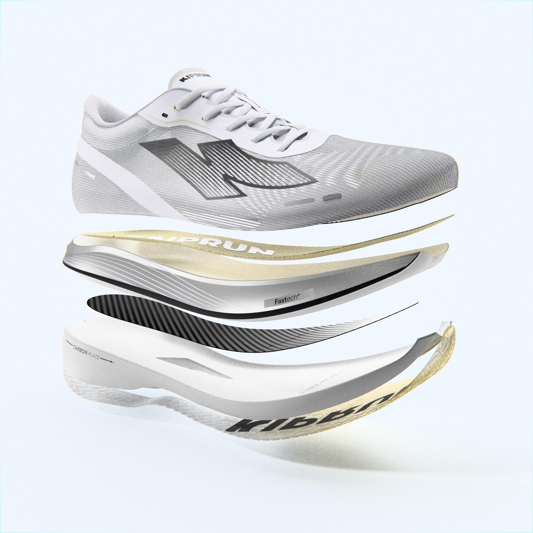Scarpe running donna KIPSTORM CHALLENGER con piastra in carbonio bianche 12/16