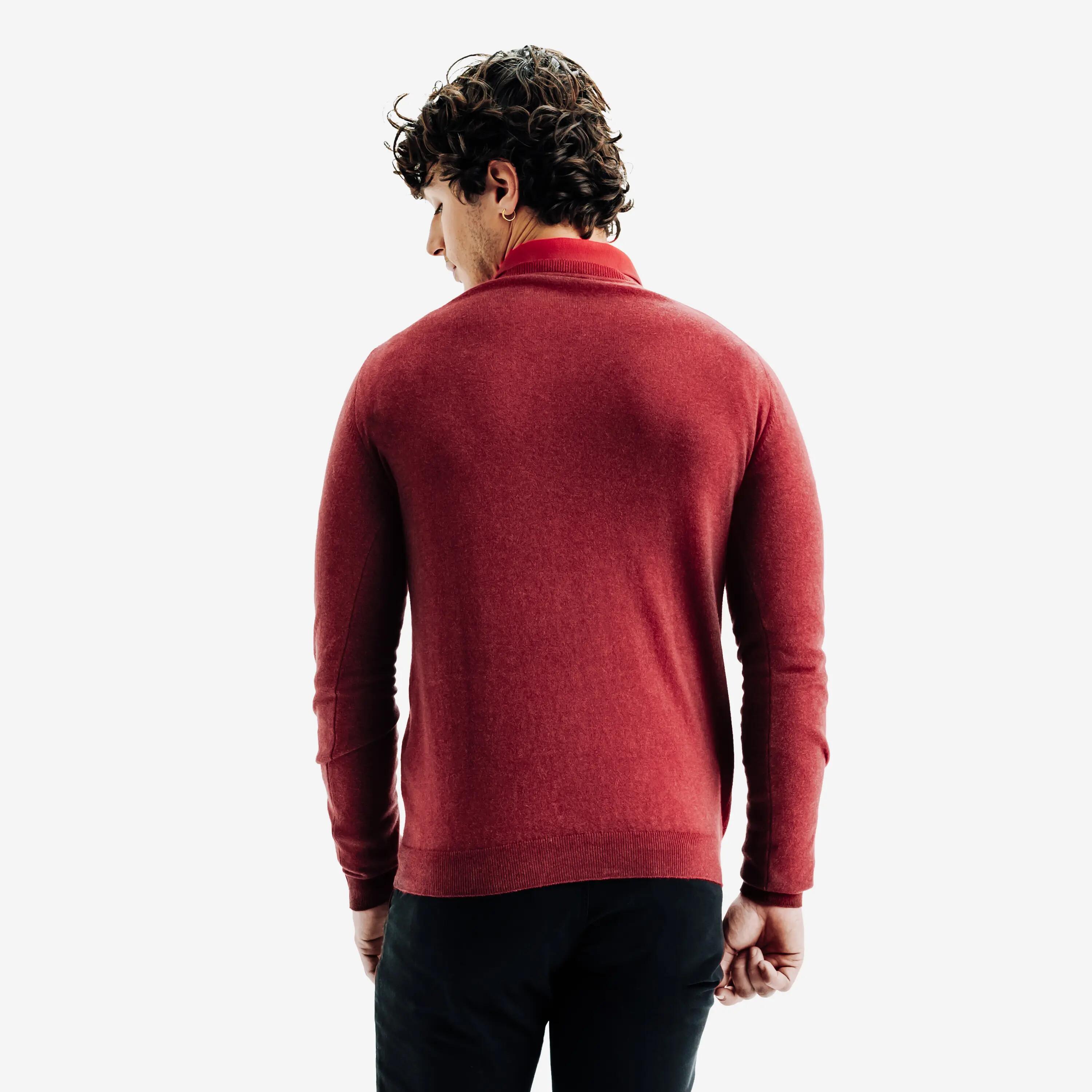 Jersey de golf 100 % algodón cuello V hombre, MW100 burdeos 4/6