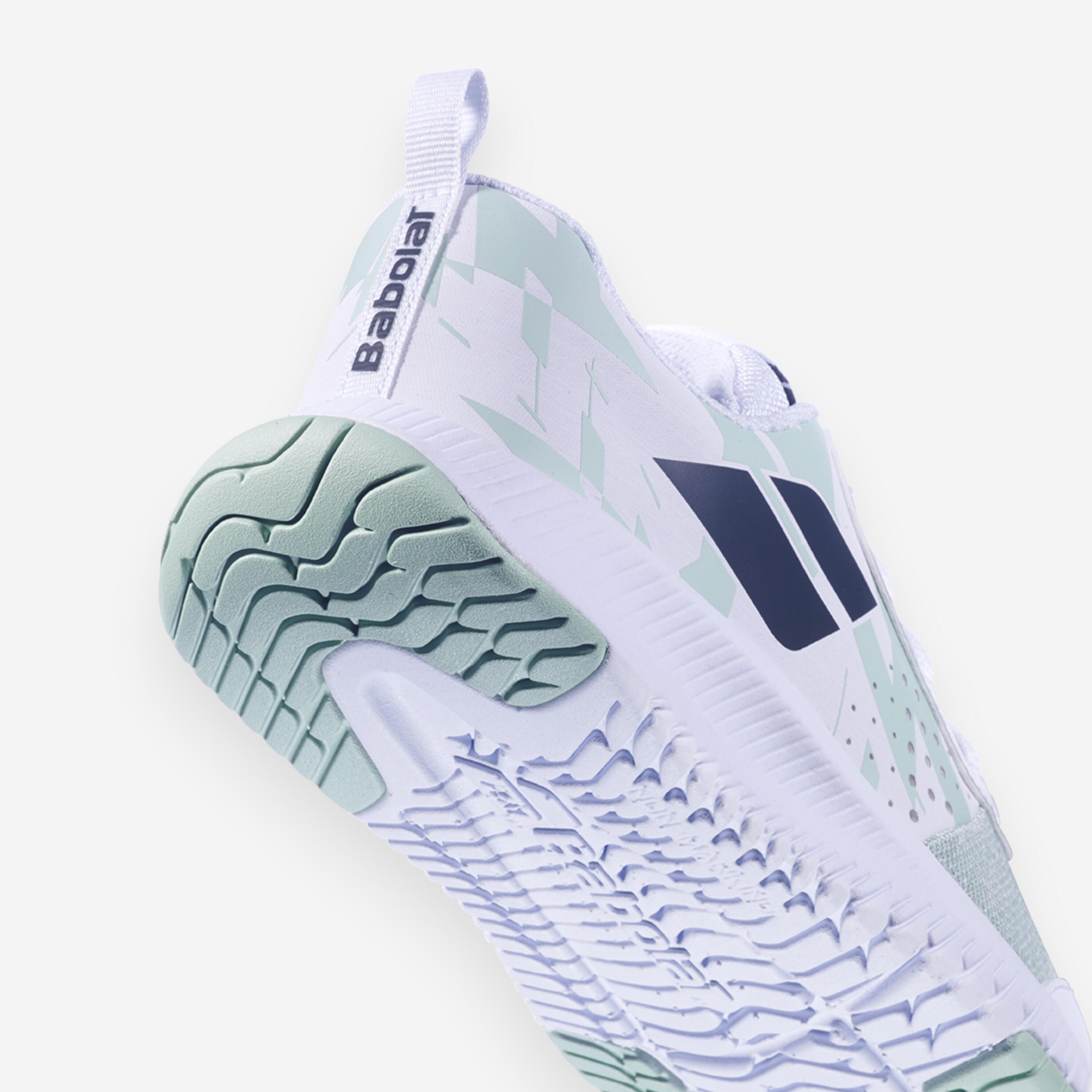 Chaussures de tennis enfant, Babolat Pulsion Junior PE26 blanc vert 3/5