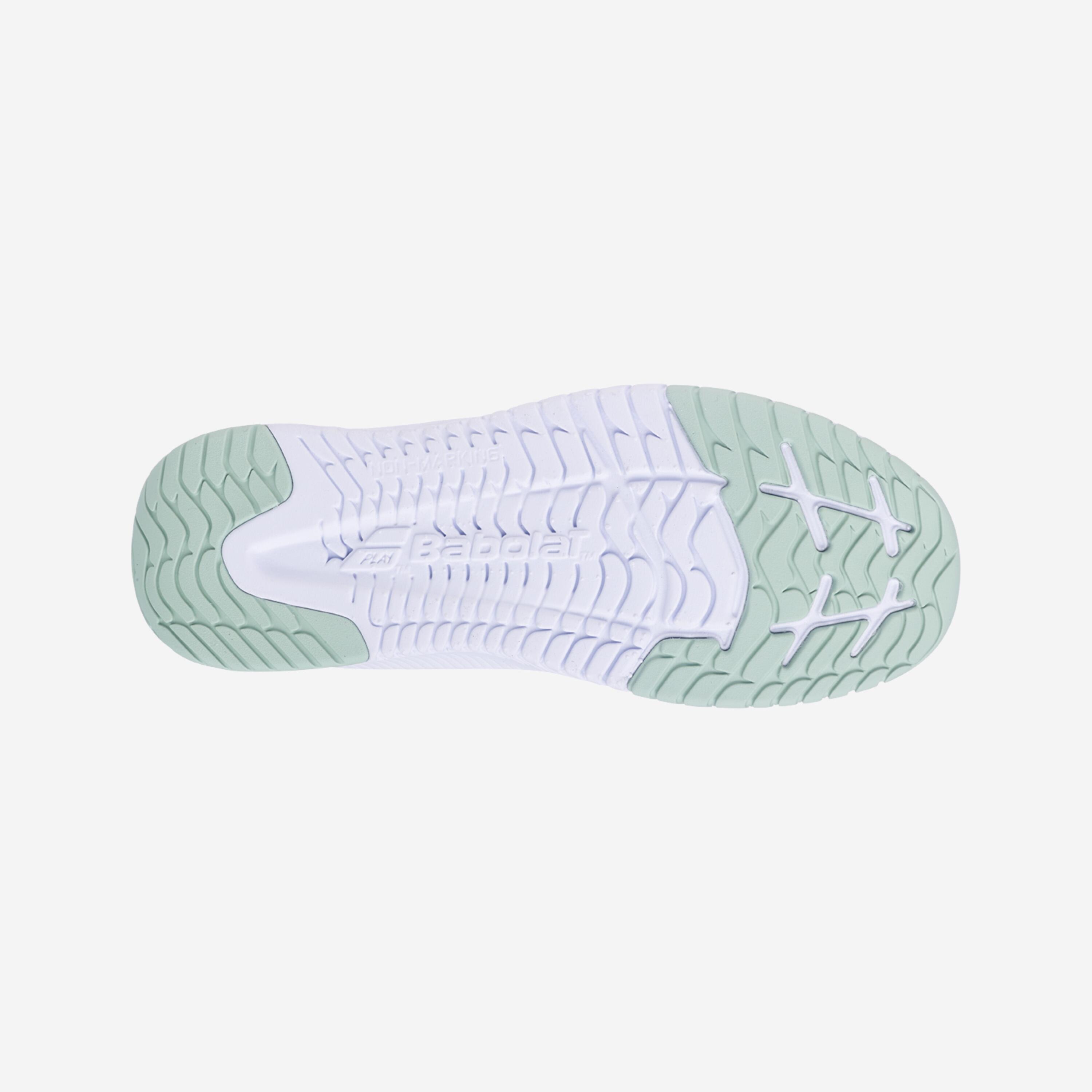 Chaussures de tennis enfant, Babolat Pulsion Junior PE26 blanc vert 4/5