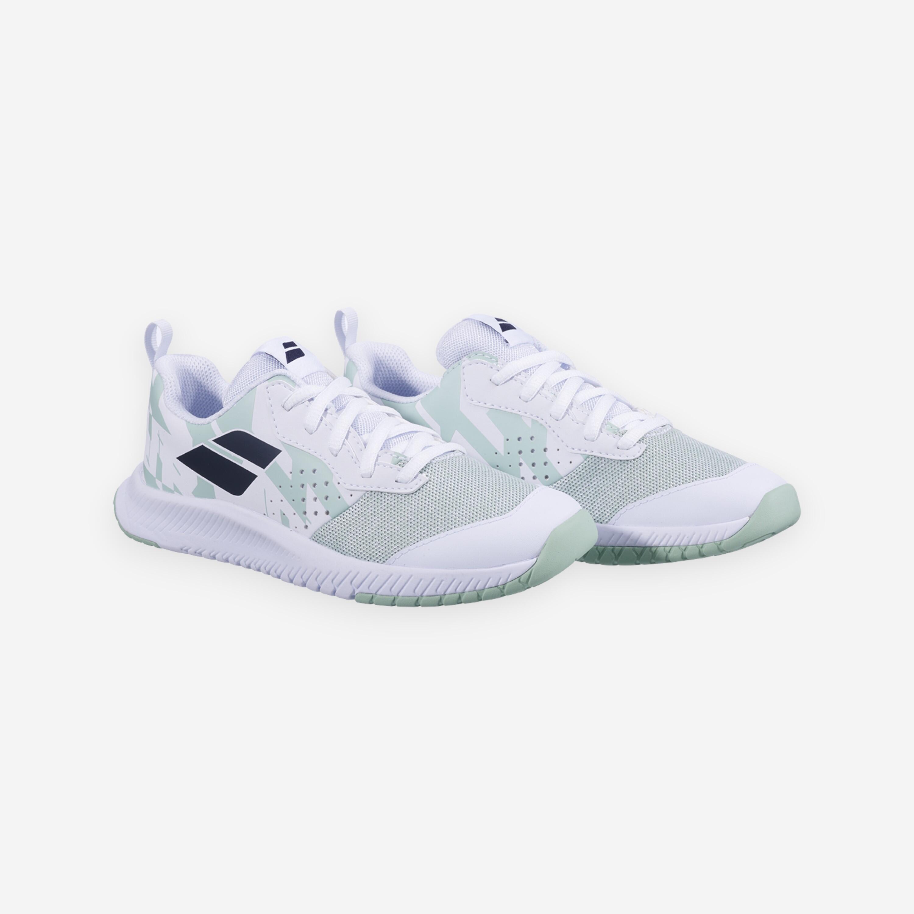 Chaussures de tennis enfant, Babolat Pulsion Junior PE26 blanc vert 2/5