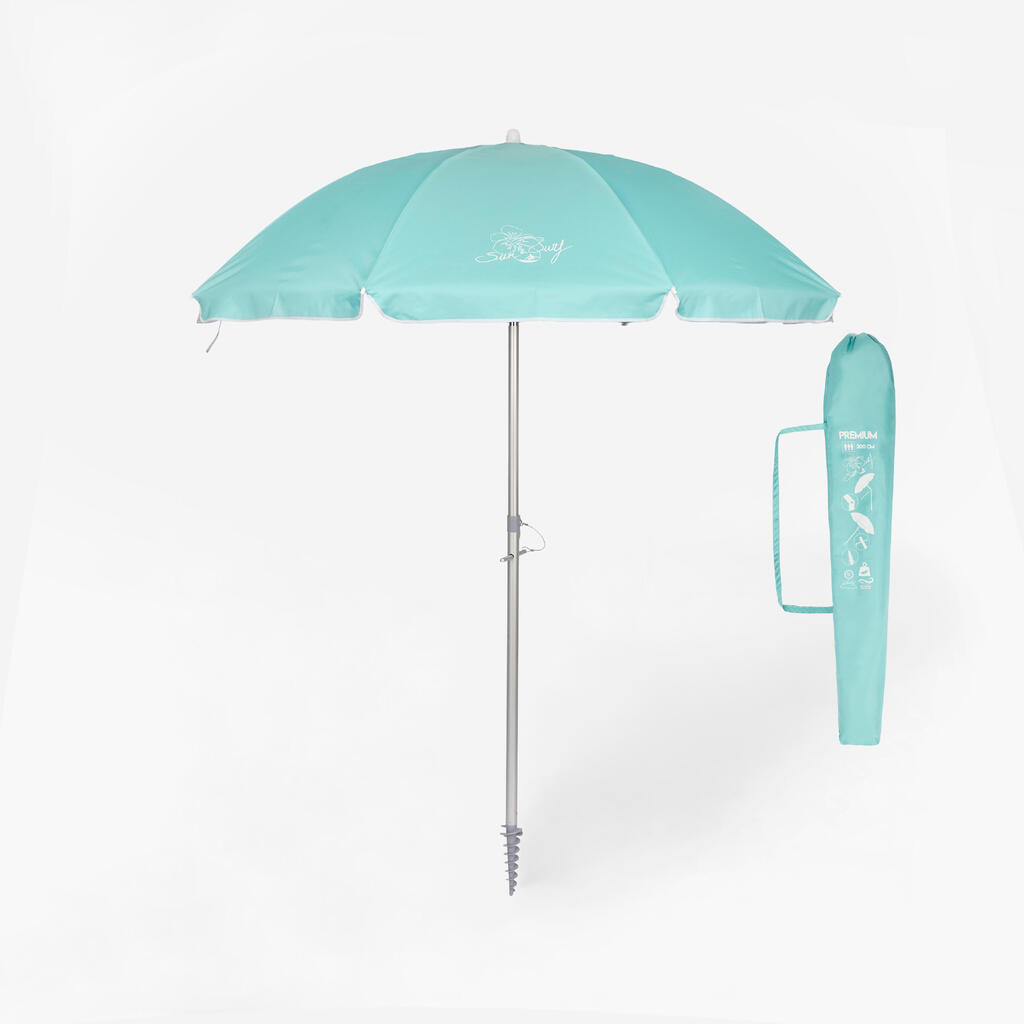 Premium parasol tilting beach umbrella 200 cm - green