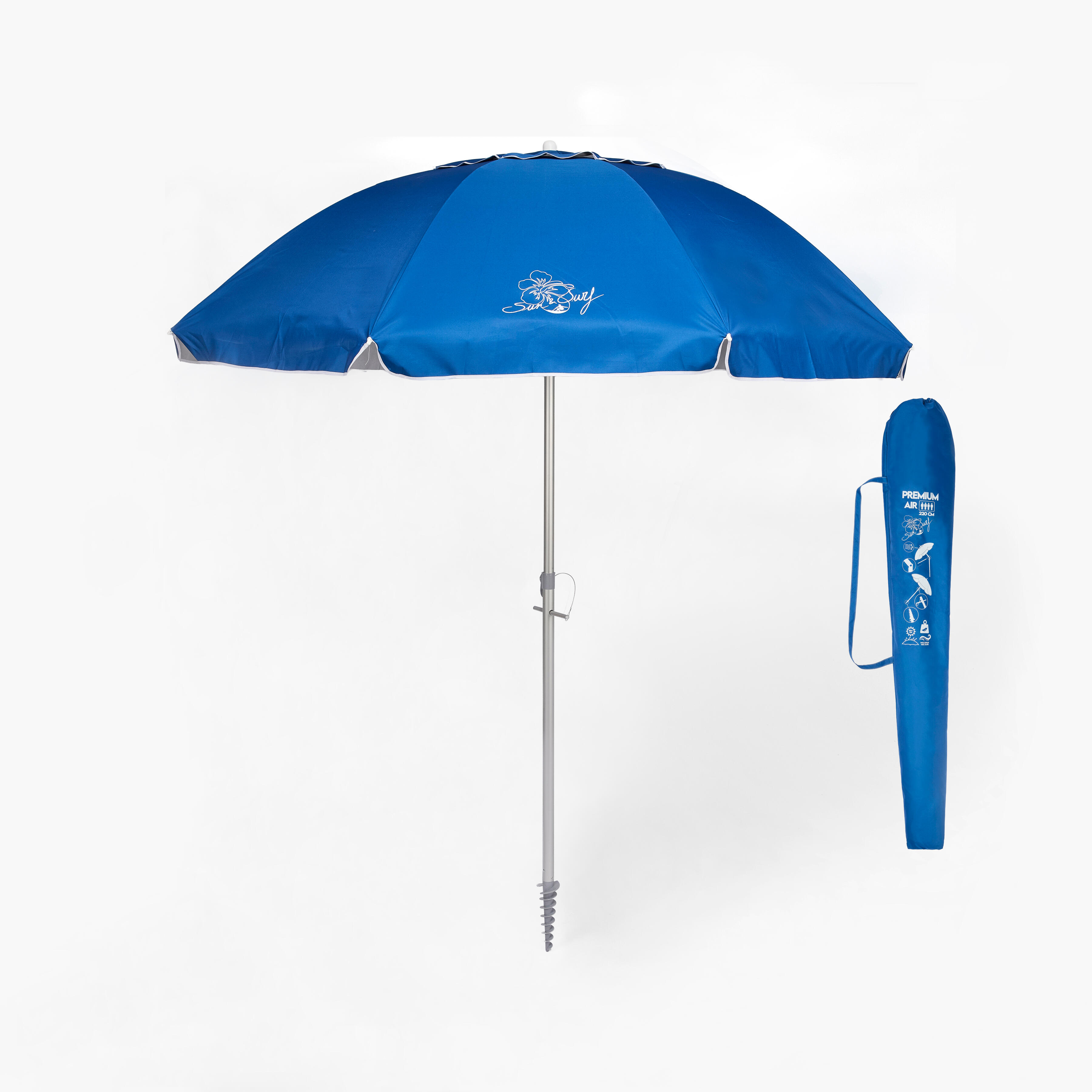 Umbrela de plaja premium inclinabila 220 cm Albastru