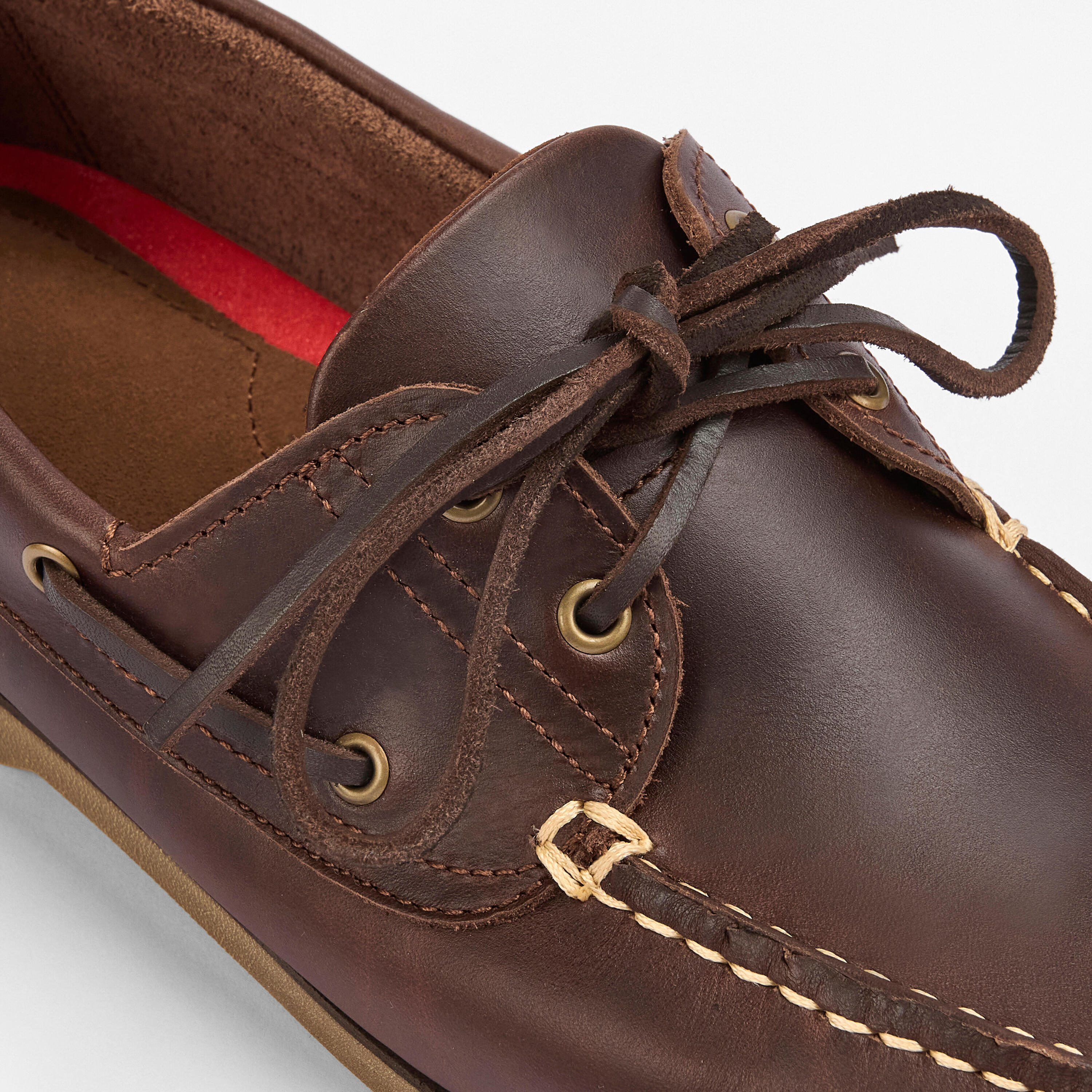 Chaussures bateau cuir Sailing 500 marron 3/6