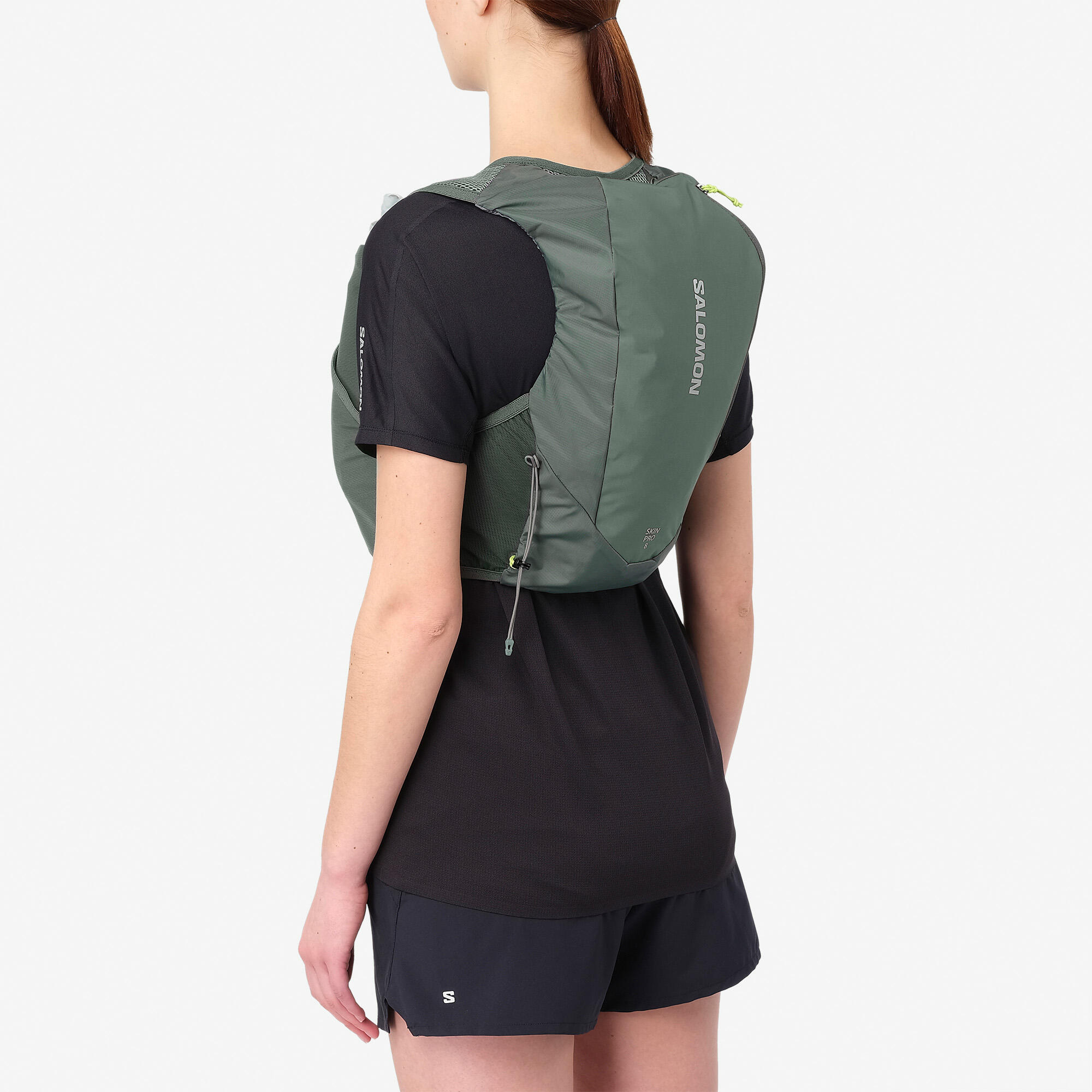 Trailbag 8L Salomon Skin Pro 8 inkl. Trinkflaschen, grün 7/8