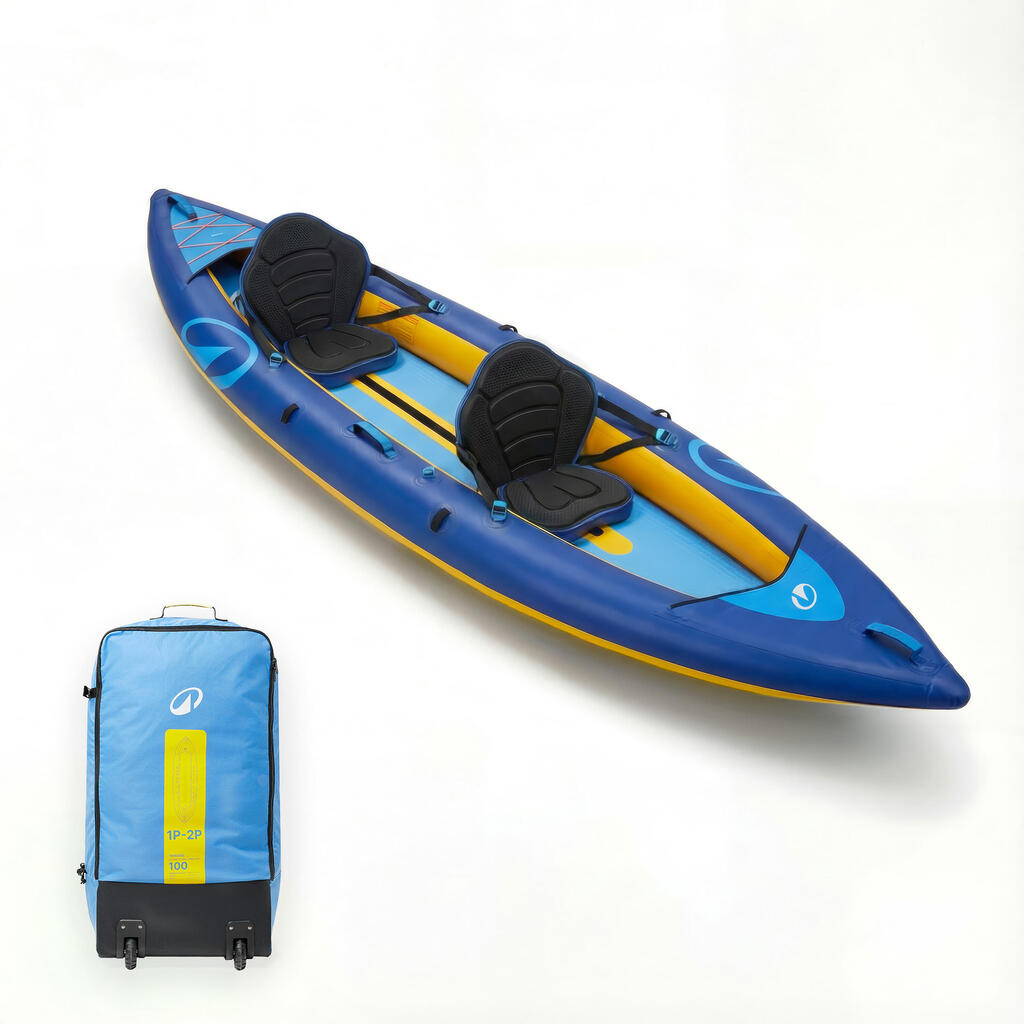 Inflatable touring canoe/kayak for 1-2 people, Tribord 100 Comfort