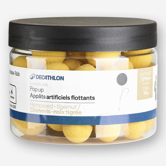 Bouillettes flottantes pêche de la carpe Pop-ups 12-14mm Chènevis - Noix tigrées