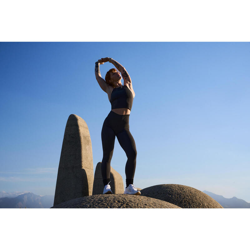 Colanți de sport talie înaltă și modelatori gri, damă 