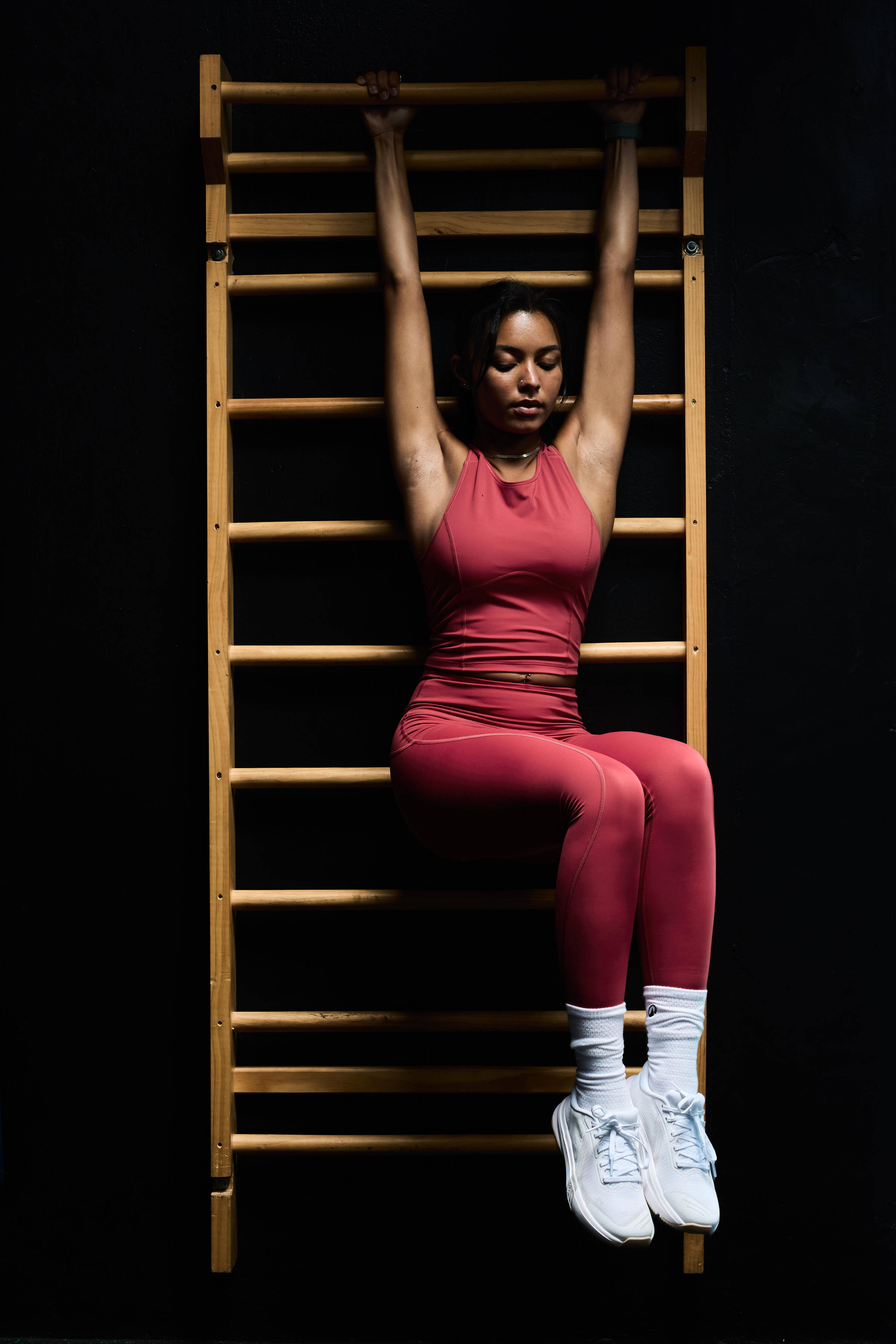 Women's High-Waisted Shaping Sport Leggings - Dark Red -  5