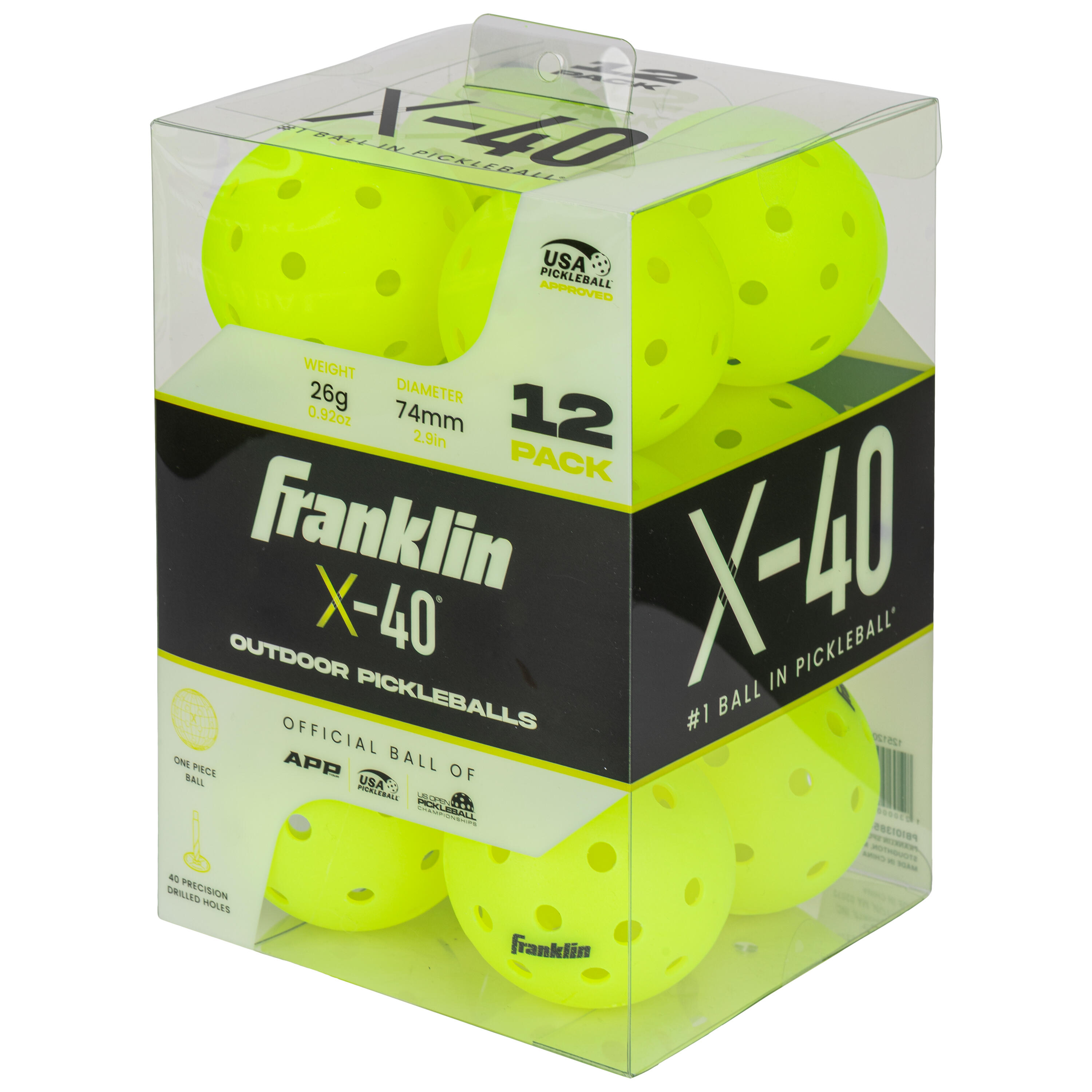 Franklin X40 Outdoor Pickleball Balls (12-Pack) (USAPA Approved)