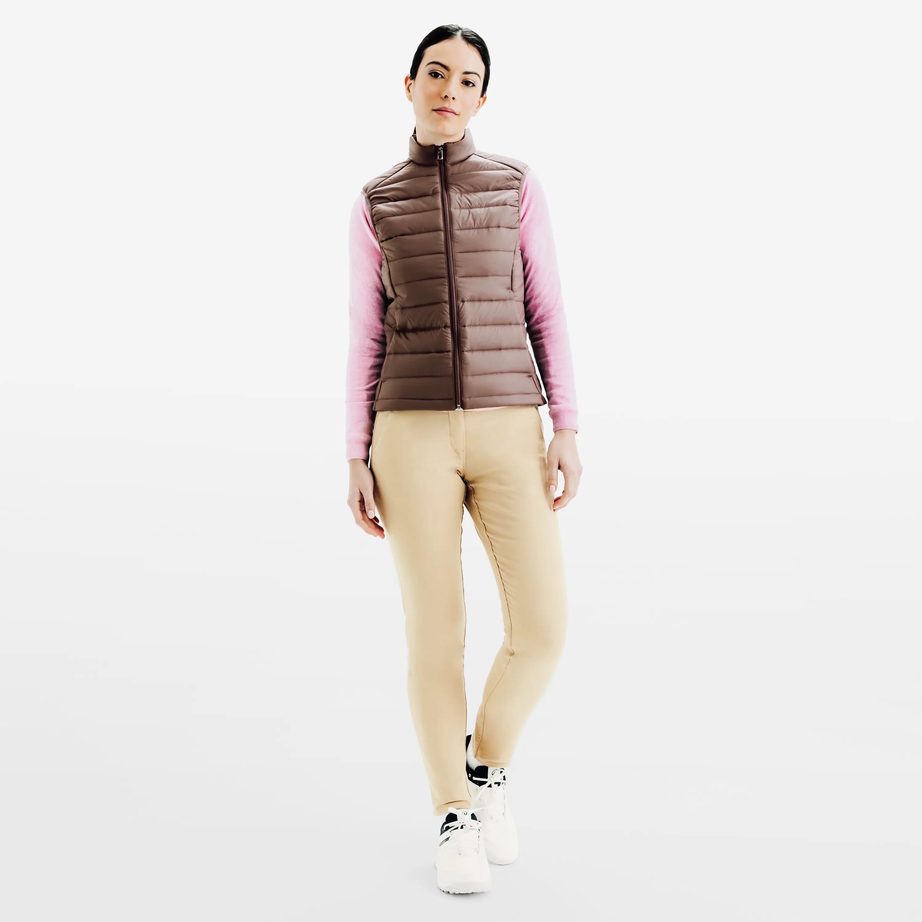 Chaleco acolchado de golf sin mangas para mujer, MW500 marrón 2/10