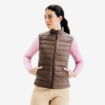 Doudoune de golf sans manches femme, MW500 marron