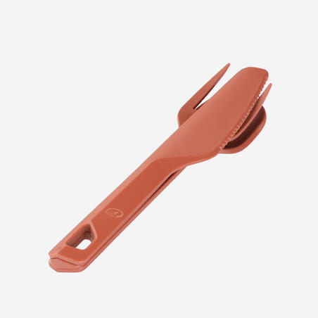 Набір з 3 пластикових столових приборів (ніж, виделка, ложка) червоний