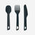 Set 3 couverts (couteau, fourchette, cuillère) camp randonneur plastique vert