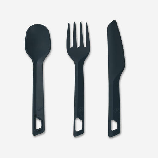 Set 3 posate (coltello forchetta cucchiaio) in plastica verde