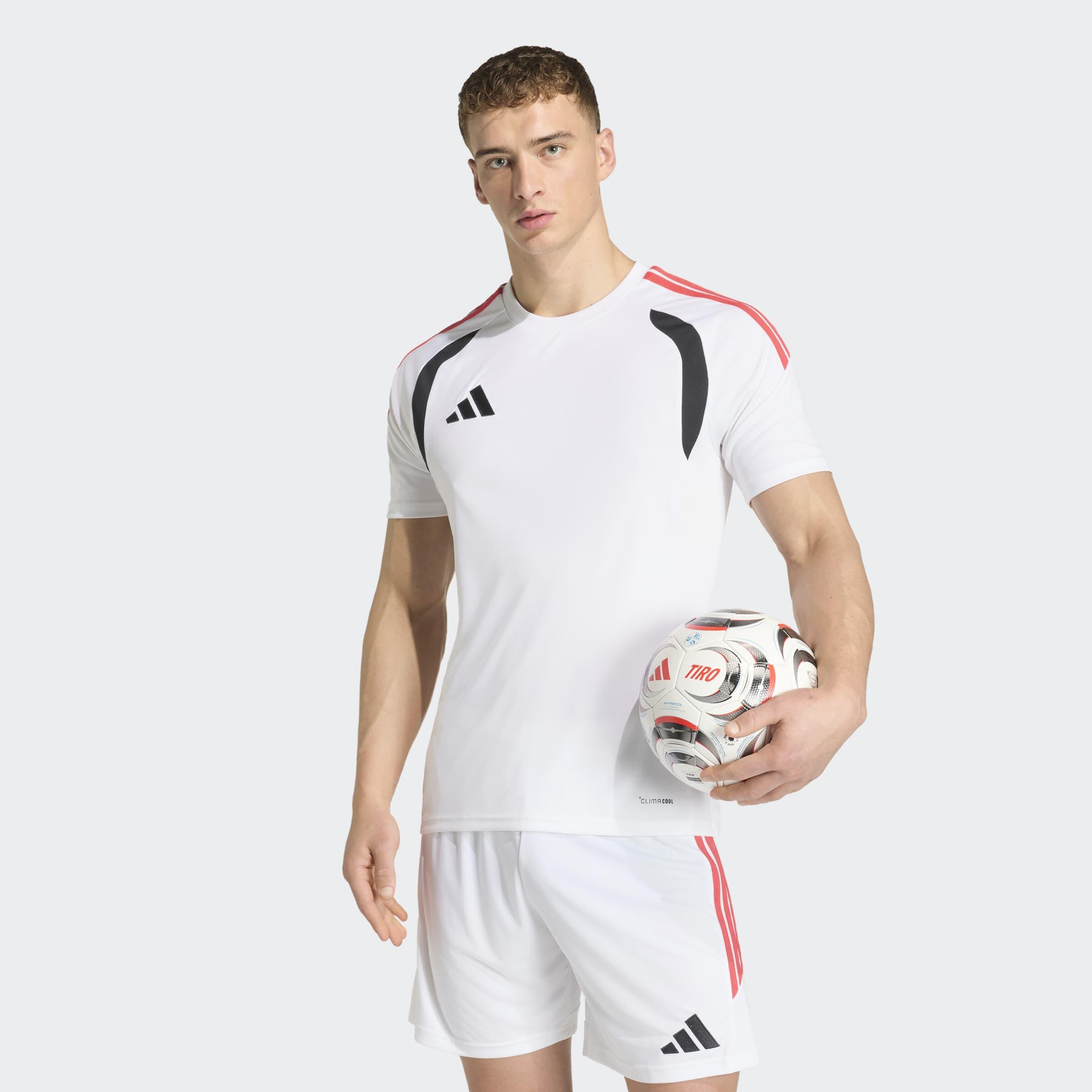 Fussball Trainingstrikot Tiro 26 für Erwachsene weiss/rot 3/7