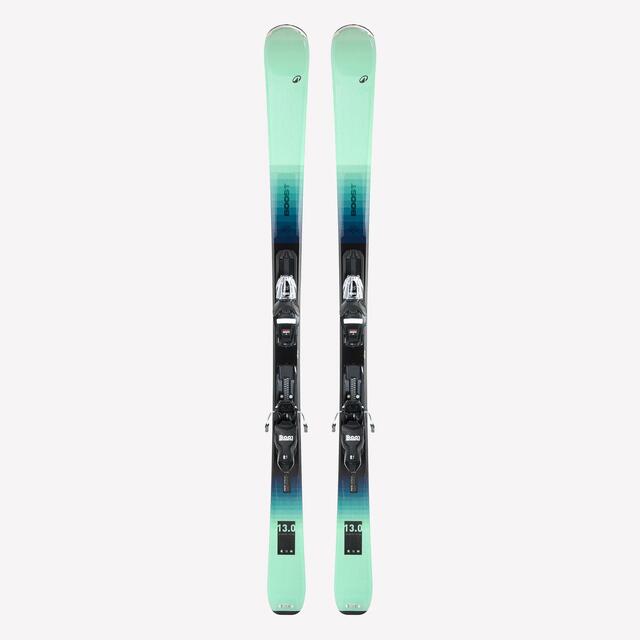 Men’s downhill skiing skis with bindings, BOOST 500 Green