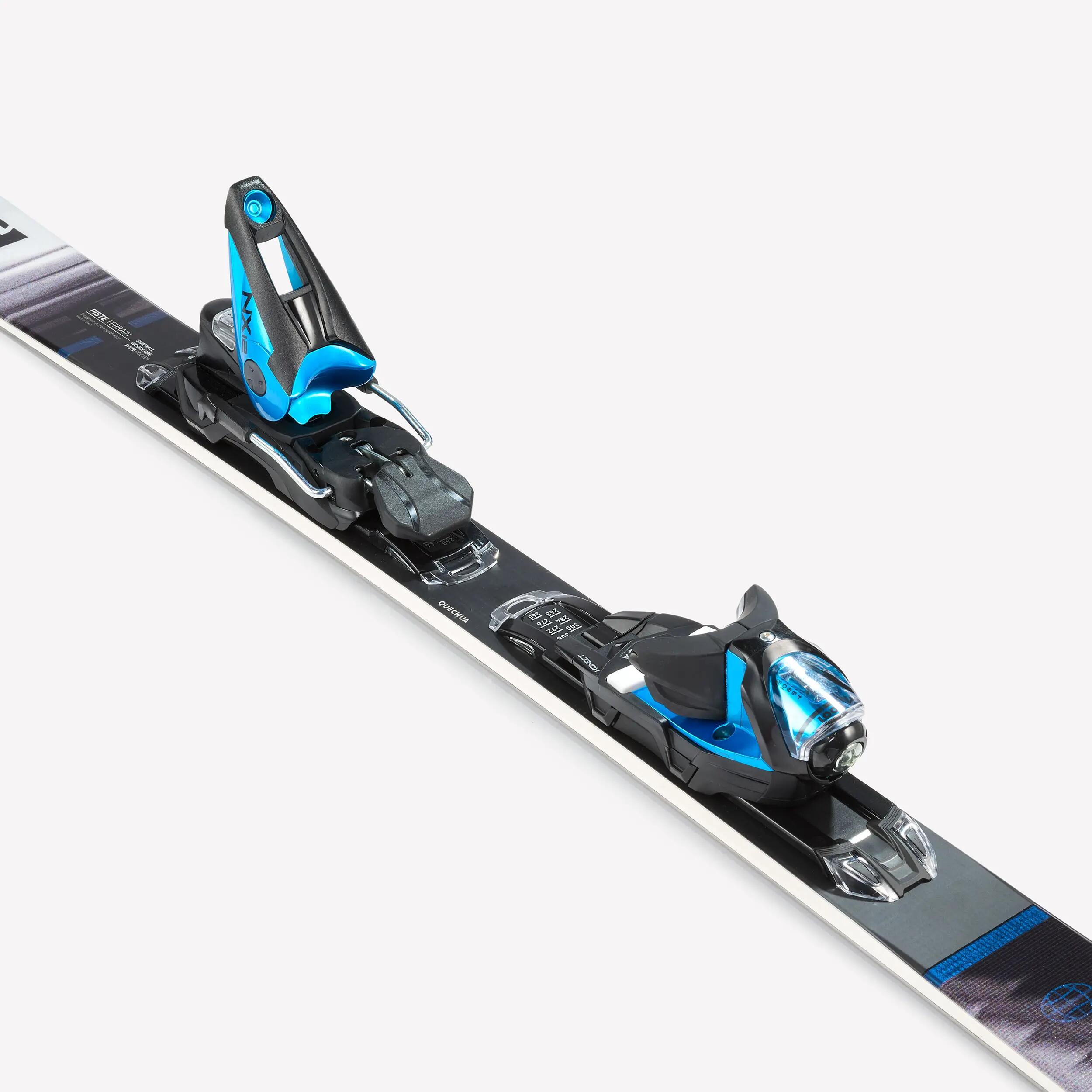 Skis de pista com fixações homem e mulher, Boost 900 R preto e branco 8/9
