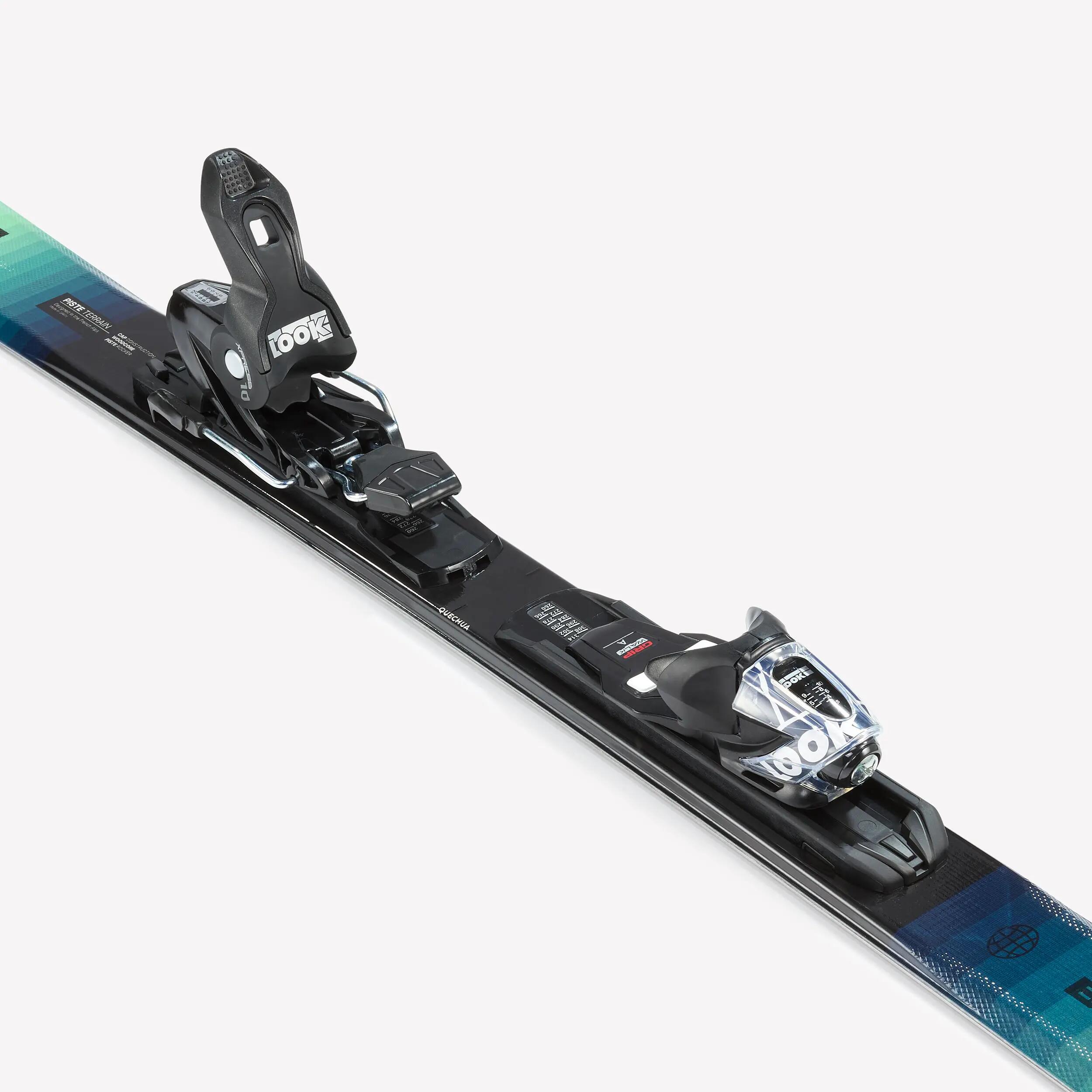 Esquís alpinos con fijaciones hombre, BOOST 500 verde 8/9