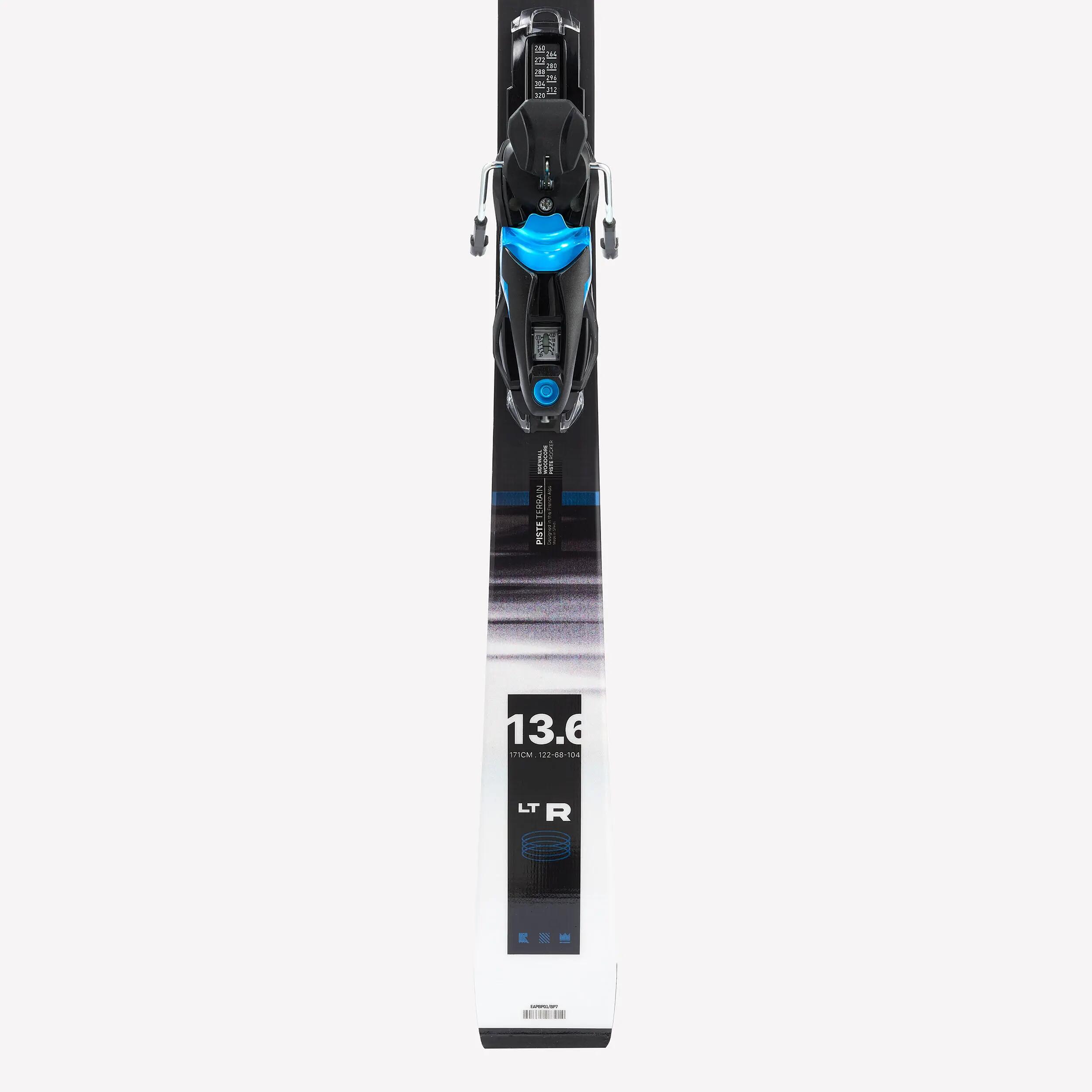 Skis de pista com fixações homem e mulher, Boost 900 R preto e branco 7/9