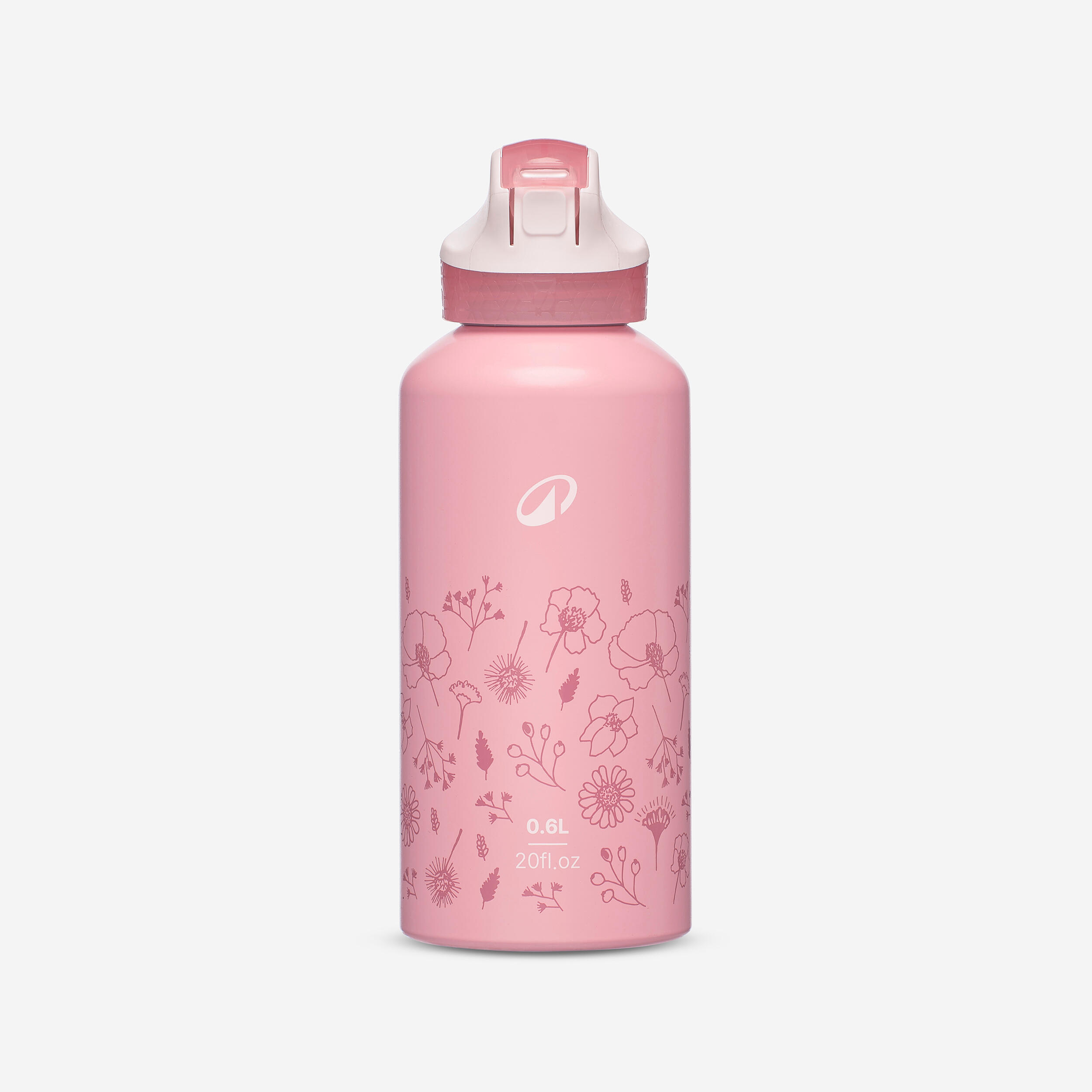 Kinder-Trinkflasche 500, 0,6L aus Aluminium, Schnellverschluss und Trinkhalm 2/9