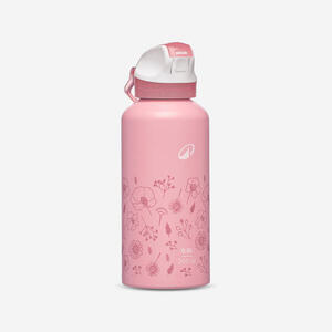 Bidón 500 niños 0,6L aluminio con tapón instantáneo, pipeta y pajita senderismo