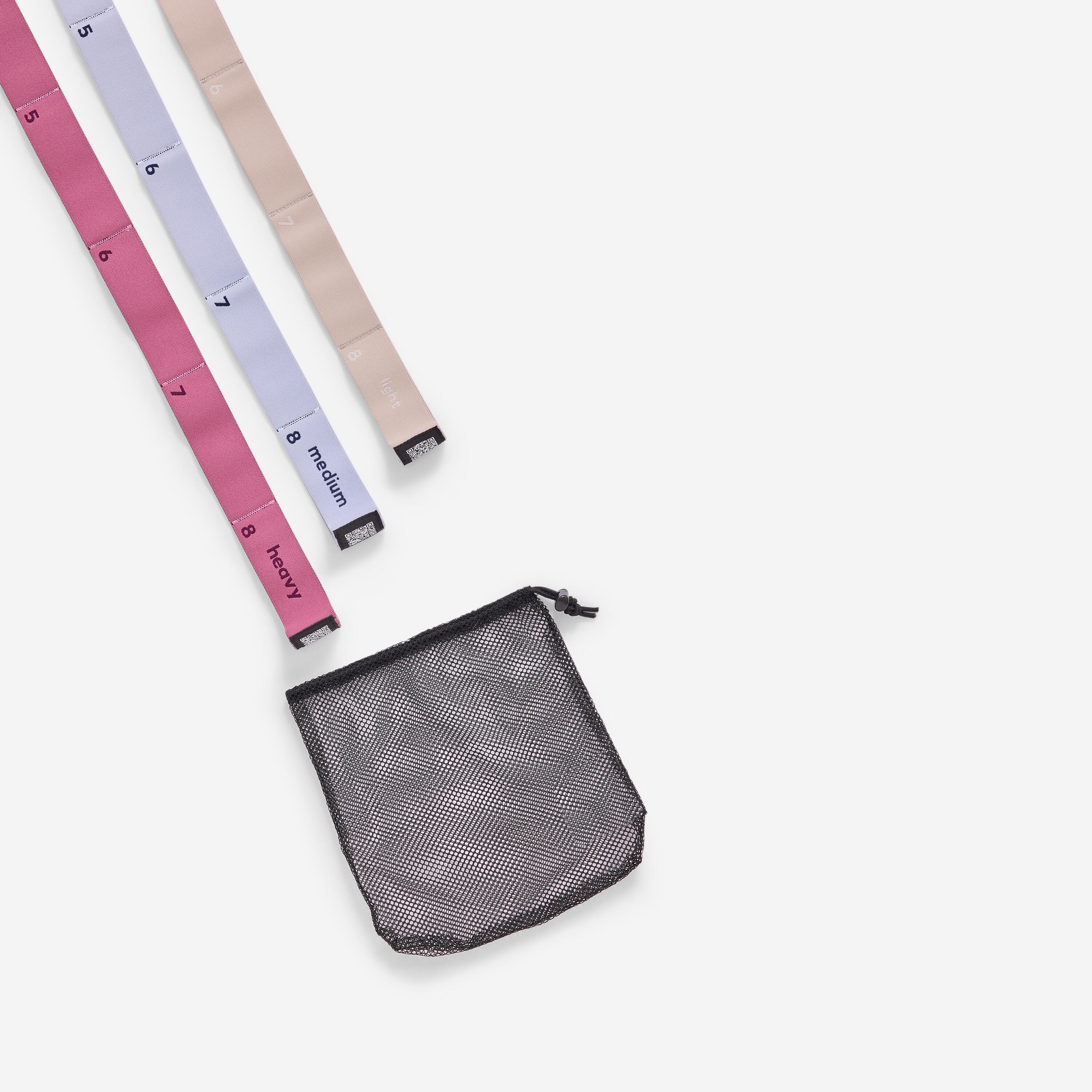 Set de 3 elastice pentru pilates, rezistență 7, 10 și 15kg
