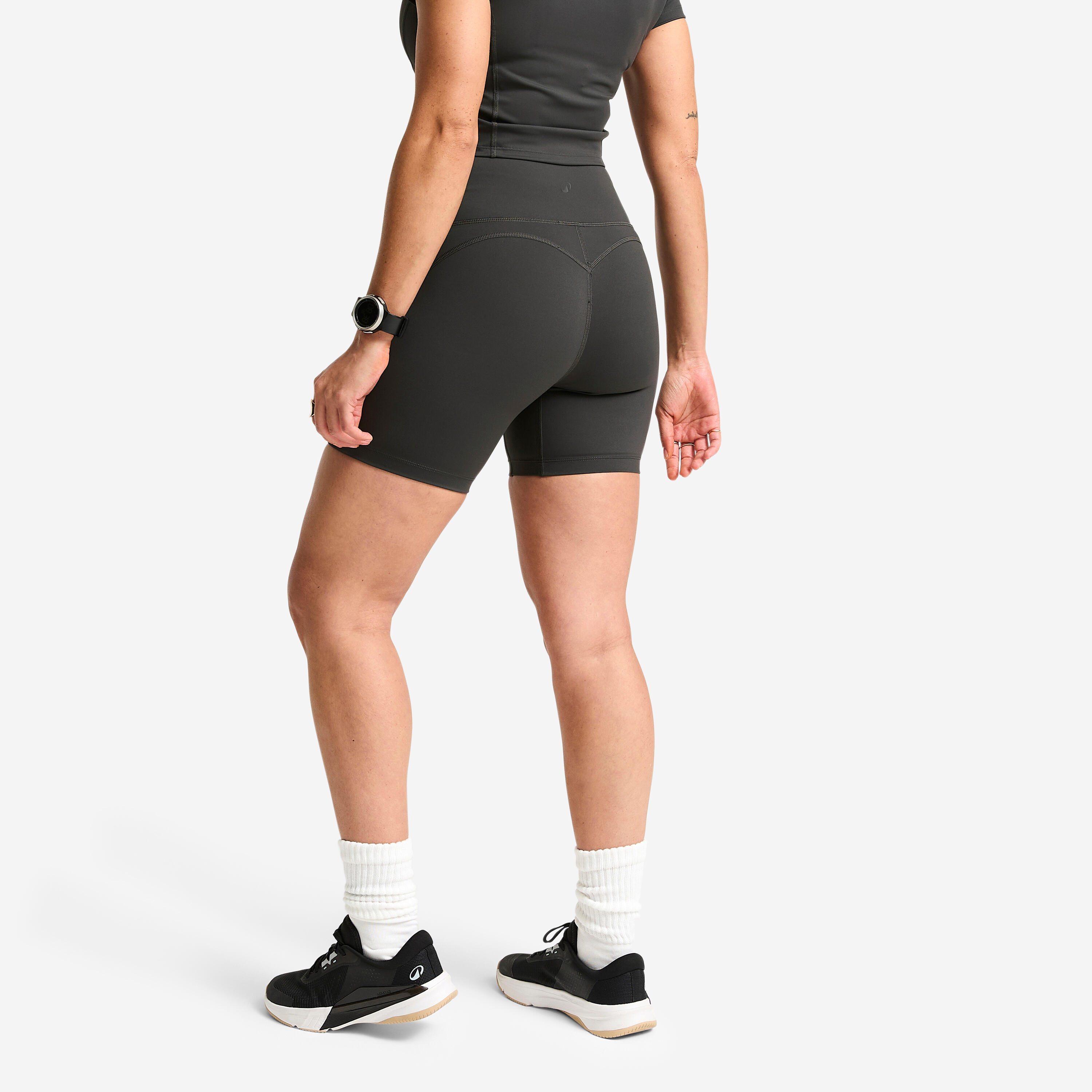 Short de sport à taille haute mi-cuisses femme - DOMYOS