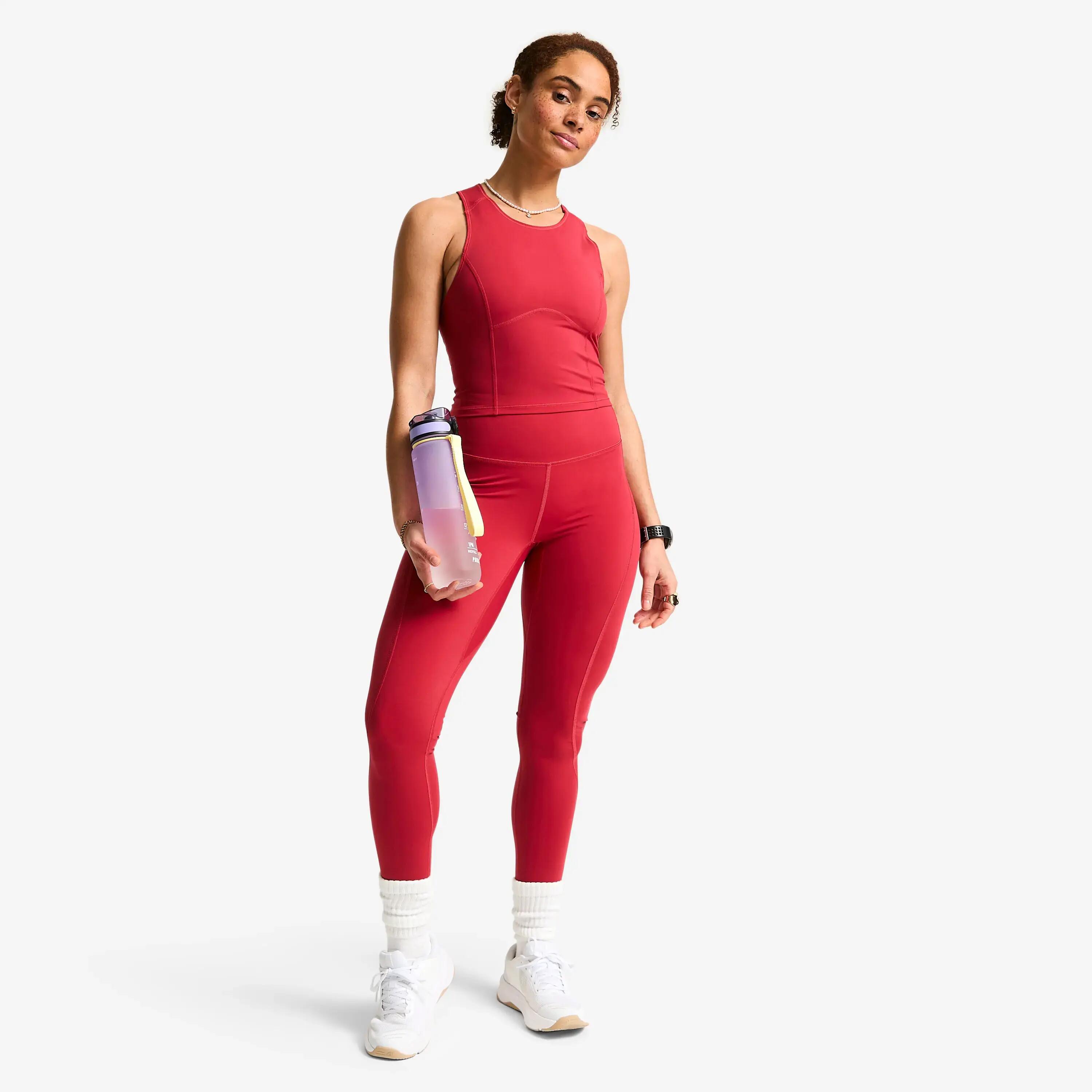 Women's Shaping Cropped Tank Top - Dark Red -  2