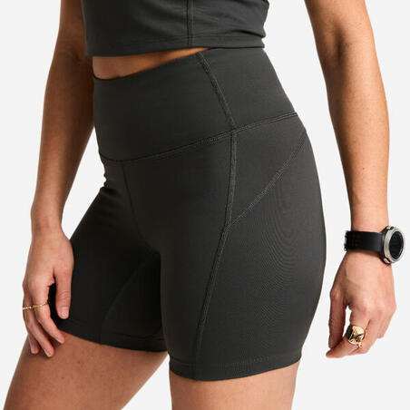 Шорти спортивні жіночі із високою талією темно-сірі