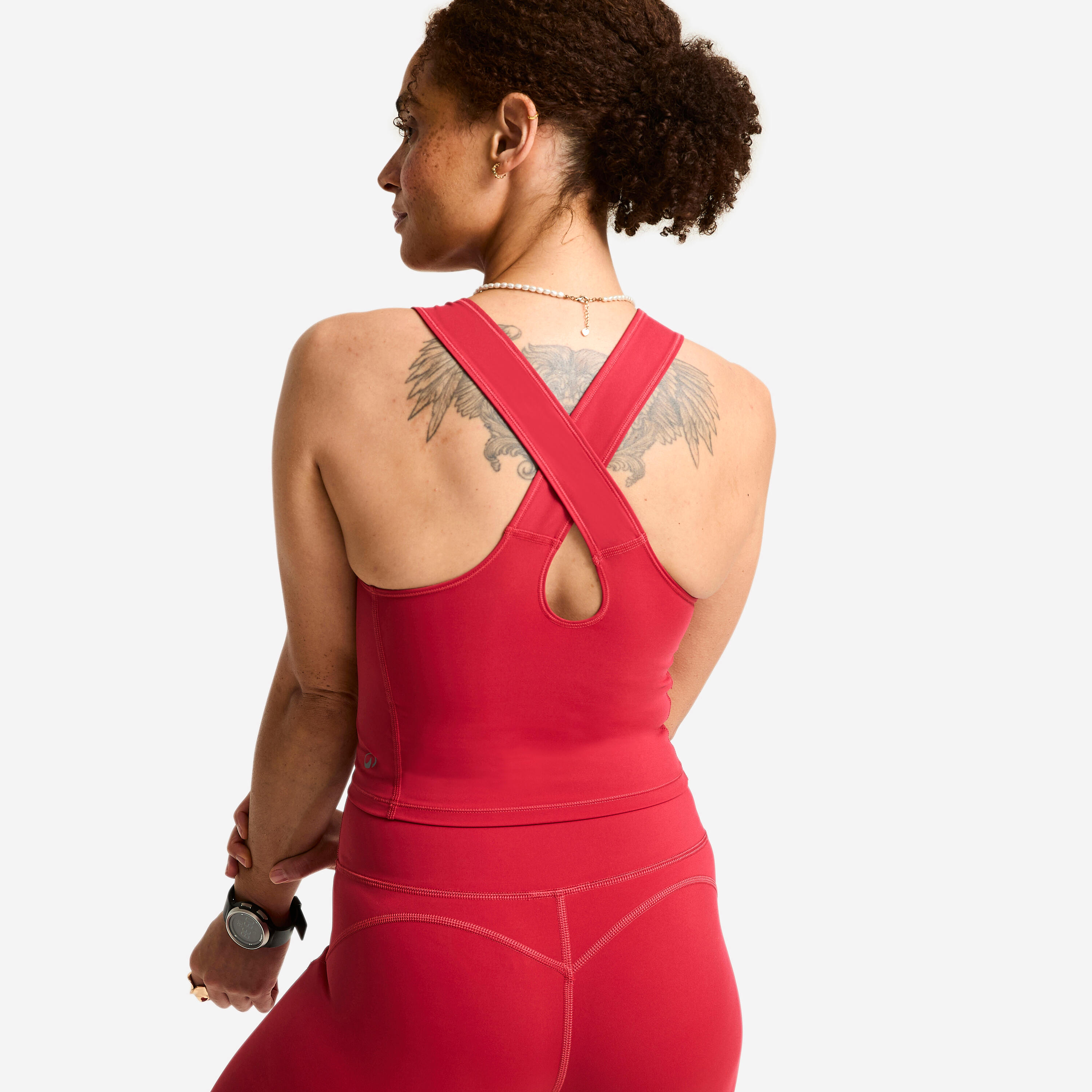 Women's Shaping Cropped Tank Top - Dark Red - DOMYOS