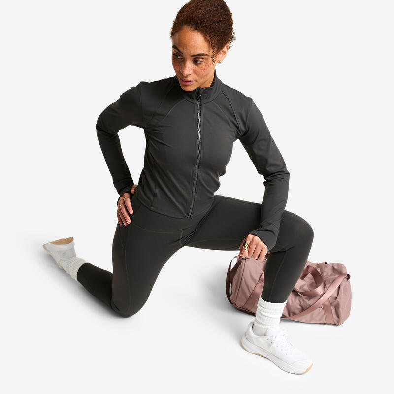 Kadın Dar Kesimli Spor Ceketi - Koyu Gri - Shape