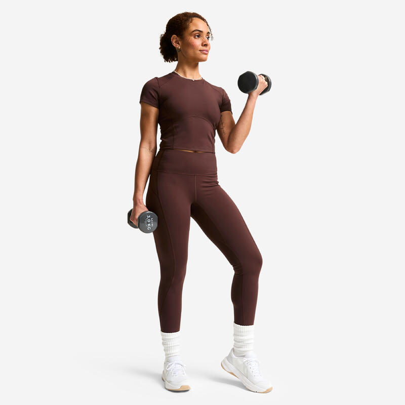 Kadın Yüksek Belli Spor Taytı - Kahverengi - Shape