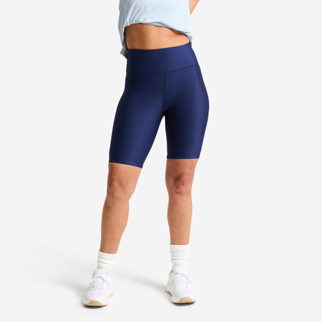 Women's High-Waisted Fitness Cardio Cycling Shorts - Navy Blue