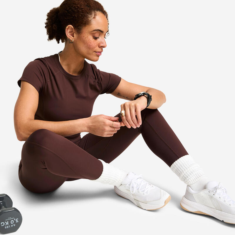 Kadın Yüksek Belli Spor Taytı - Kahverengi - Shape