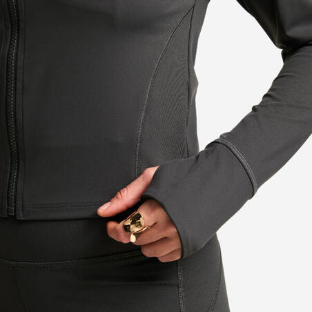 Кофта спортивна для дівчат темно-сіра