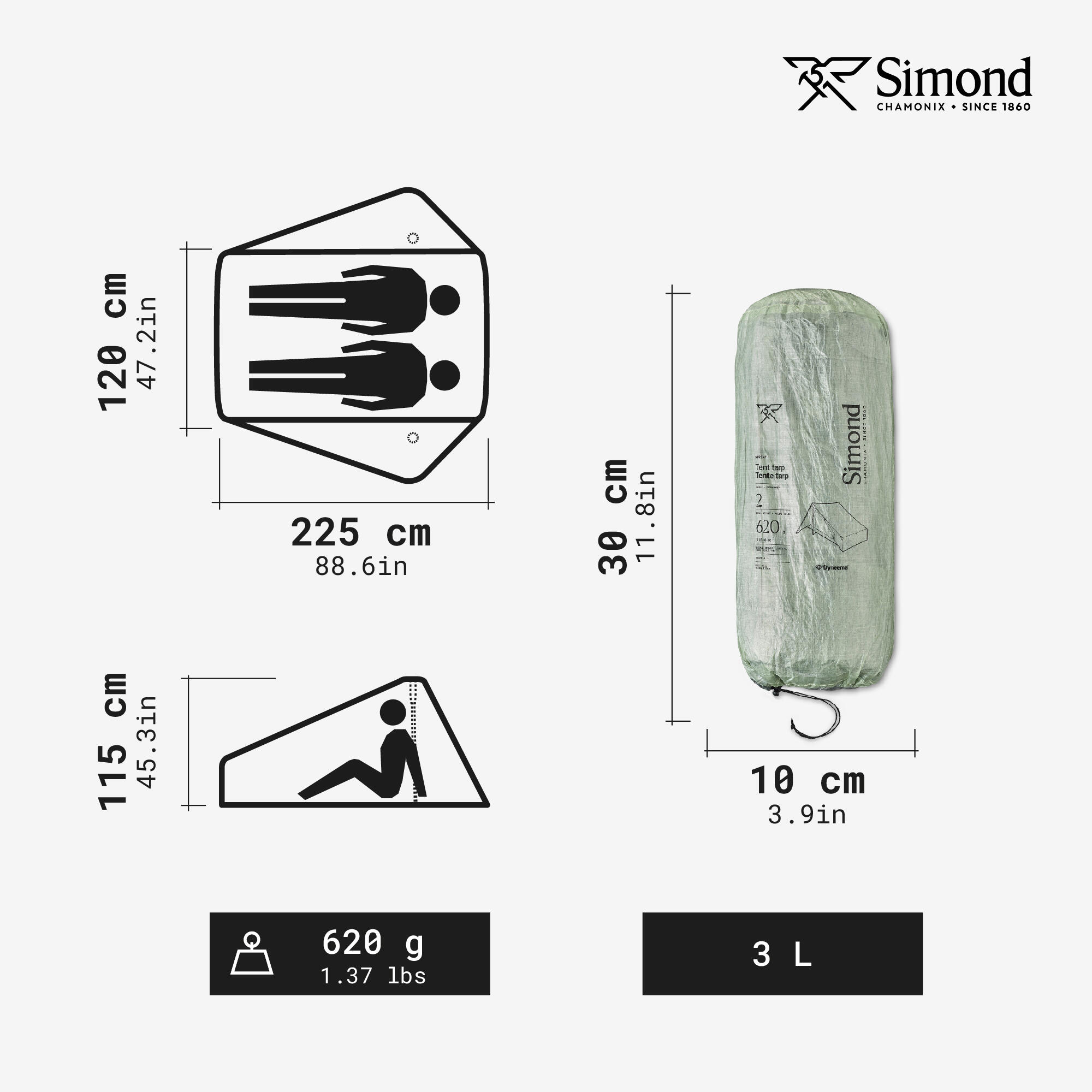 Tente tarp de trekking en composant Dyneema® 2 places, ultra légère, SPRINT