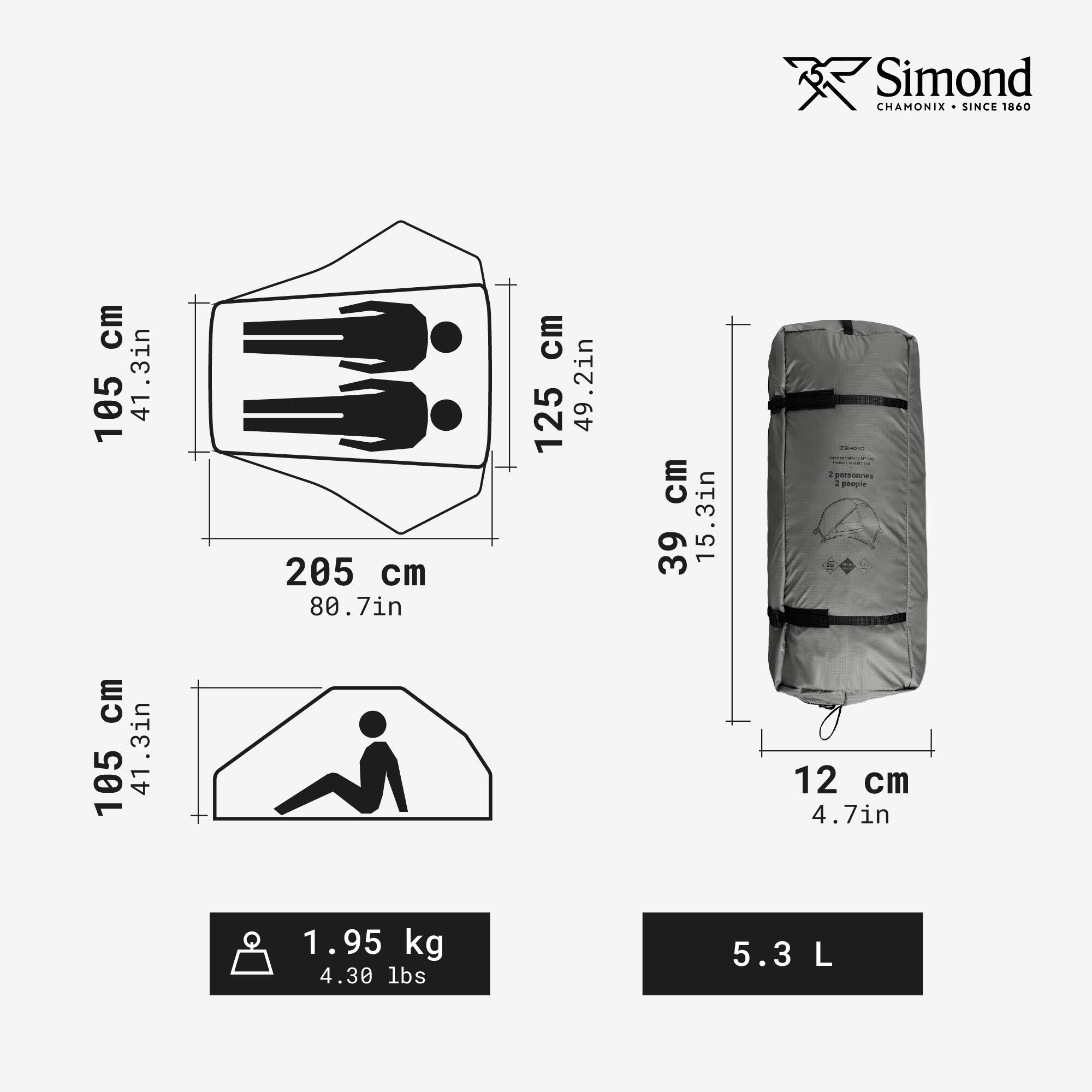 Tente dôme de trekking 2 places, légère et autoportante, MT900 4/19
