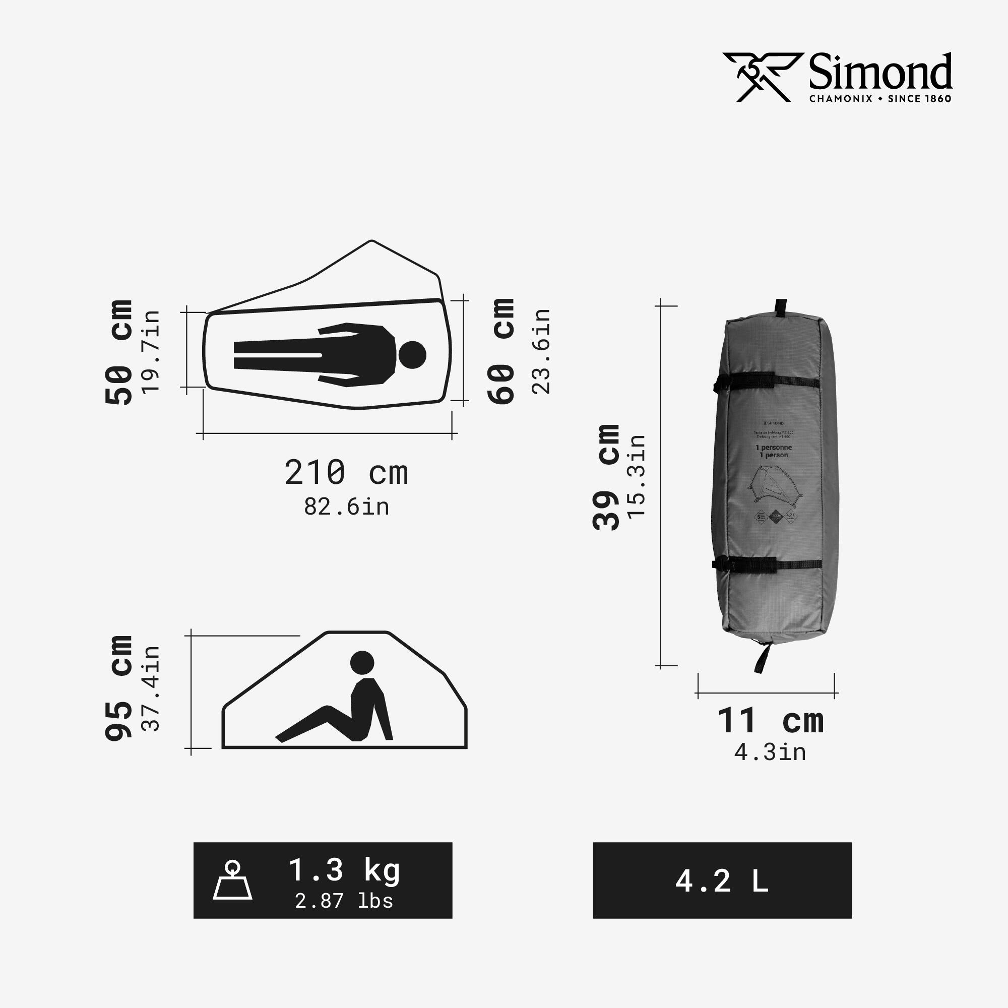 ​Tente dôme de trekking 1 place, légère et autoportante, MT900 4/9