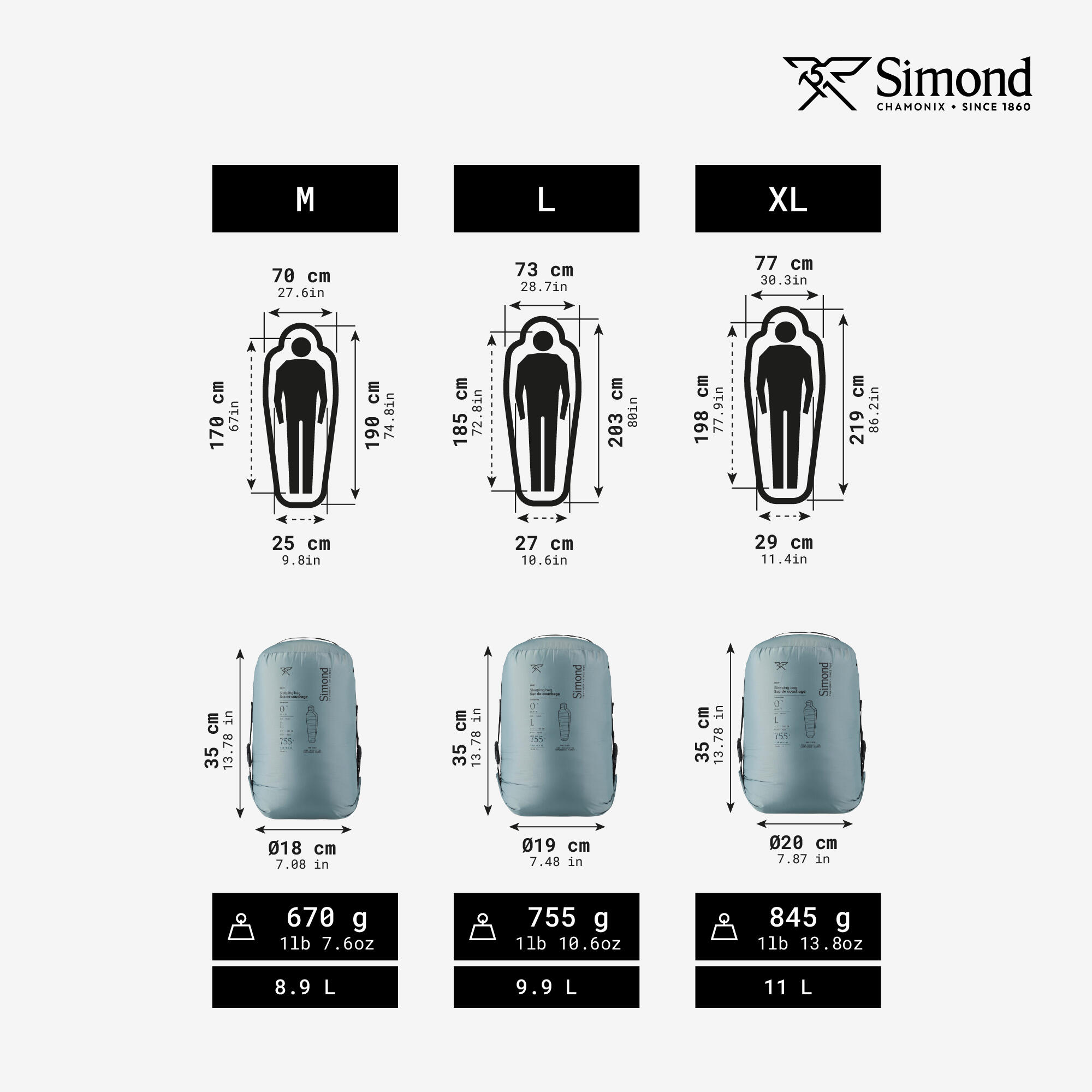 Sac de couchage de trekking 0°C en duvet, ultra léger et compact, SPRINT 4/8