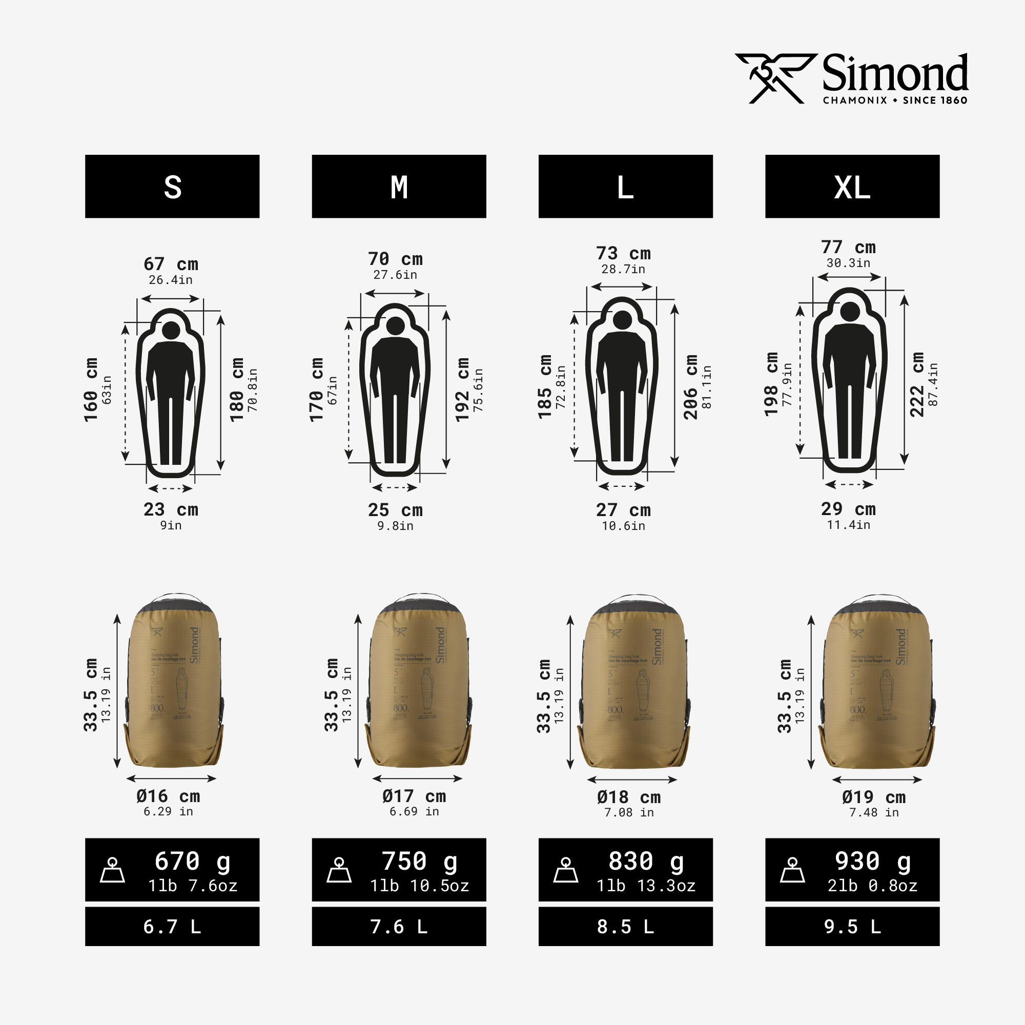 Sac de couchage de trekking 5°C en duvet, léger et compact, MT900 4/8