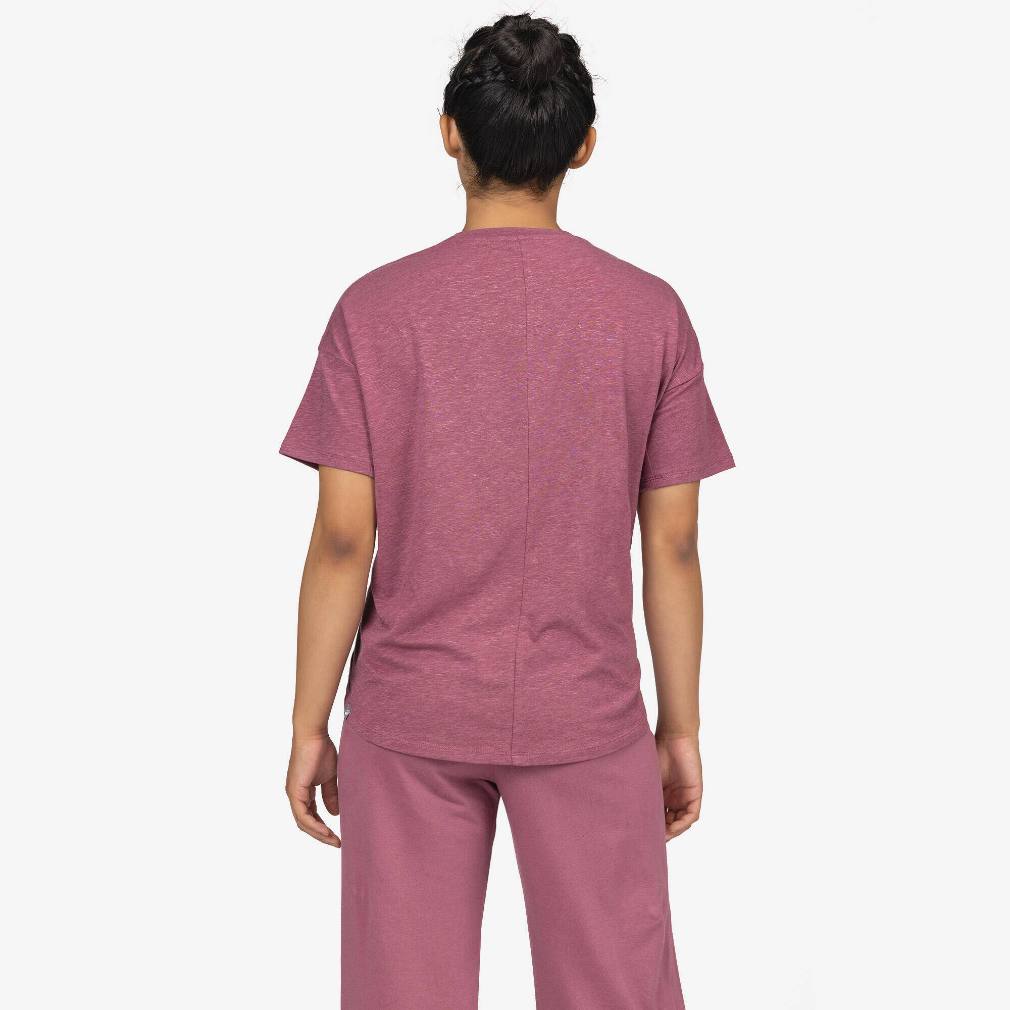 Short-Sleeved Yoga and Pilates T-Shirt S 500 - Purple -  4
