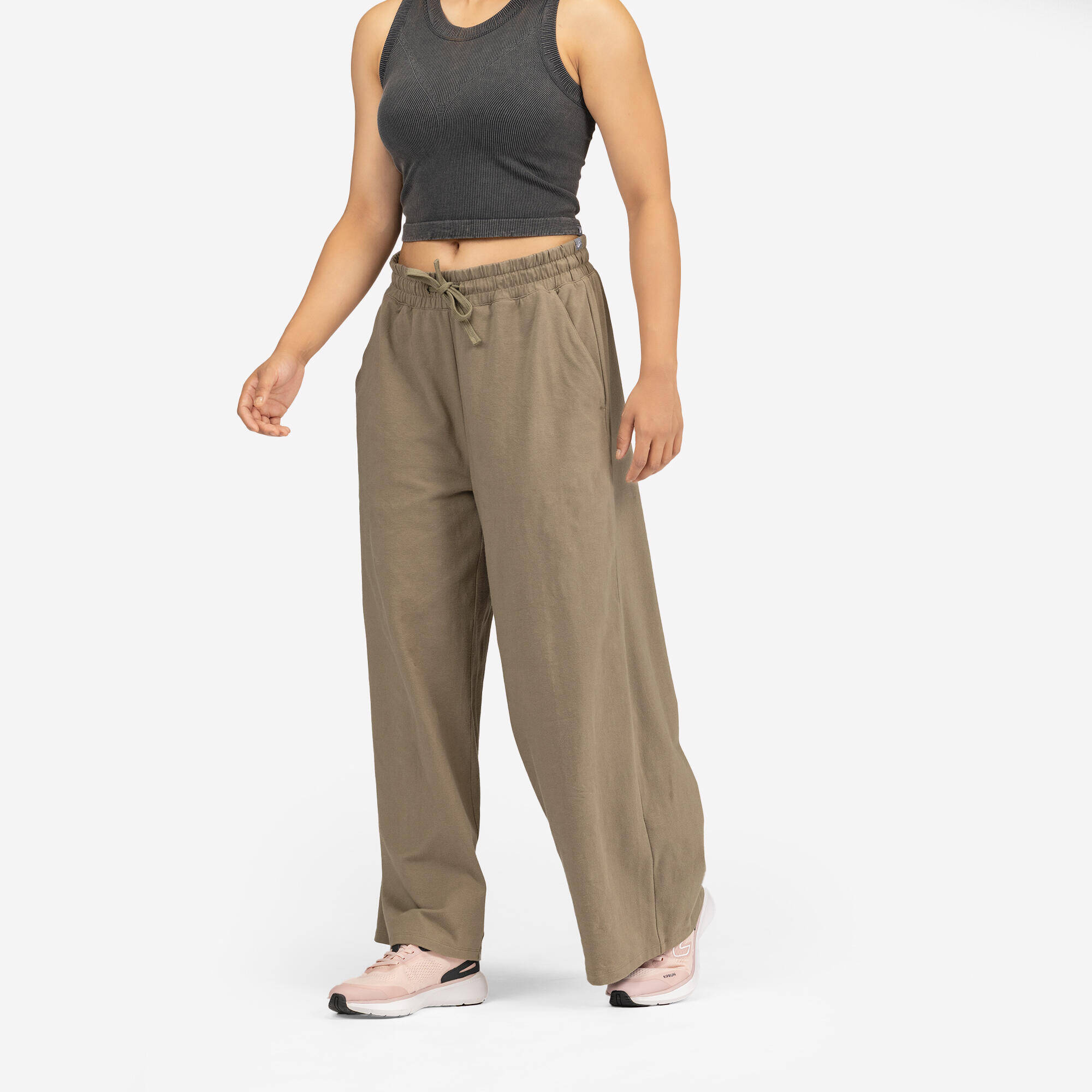 Women's Flared Fitness Jogging Bottoms 520 - Brown -  3