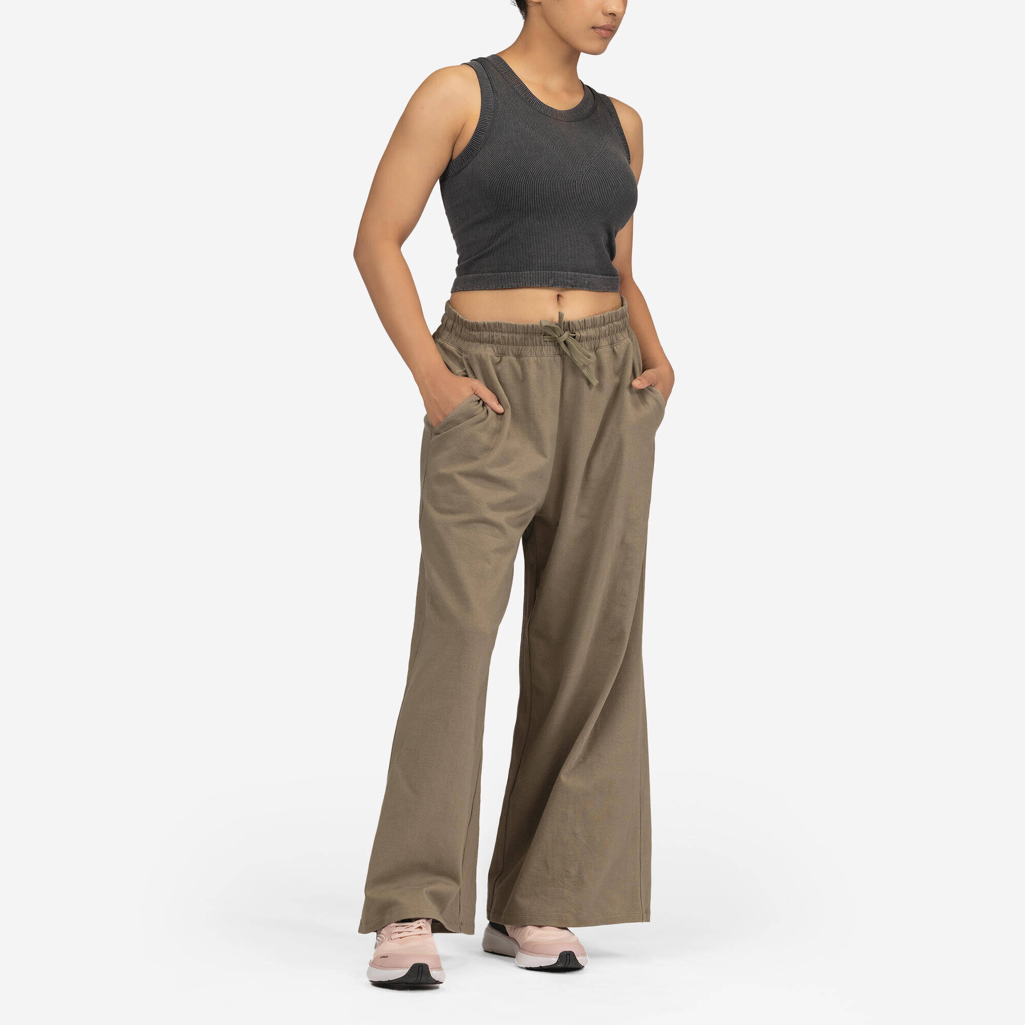 Women's Flared Fitness Jogging Bottoms 520 - Brown -  2